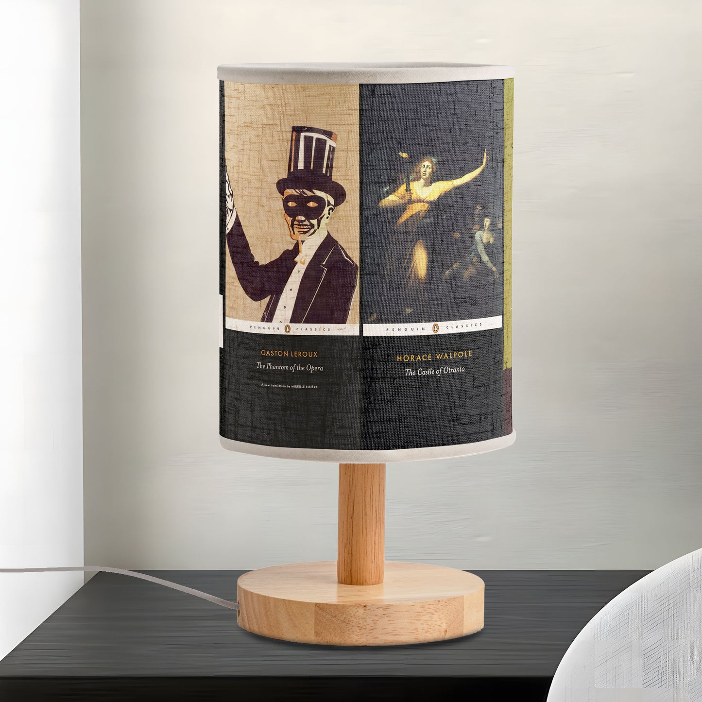 Gothic Literature Table Lamp – Edgar Allan Poe & Horace Walpole Book Cover Design