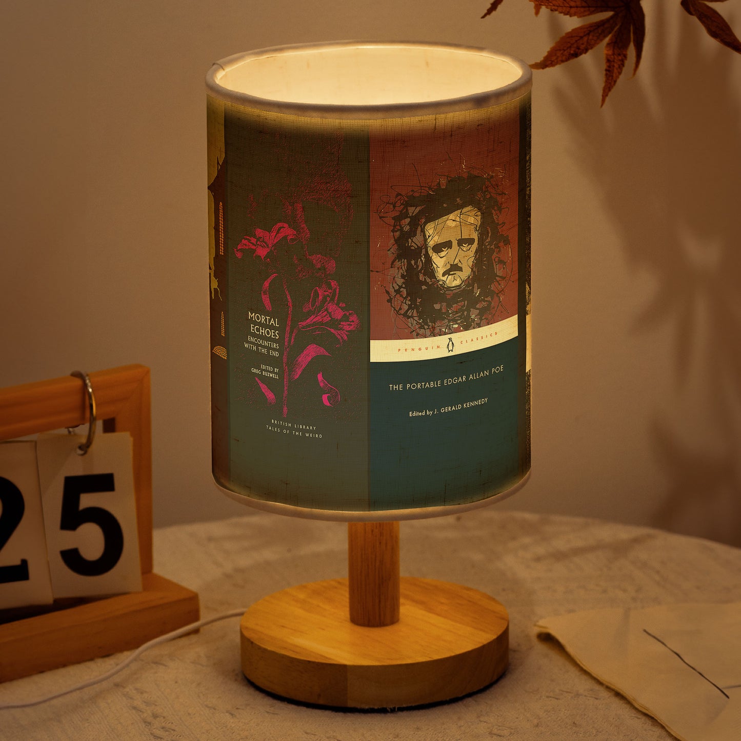 Gothic Literature Table Lamp – Edgar Allan Poe & Horace Walpole Book Cover Design