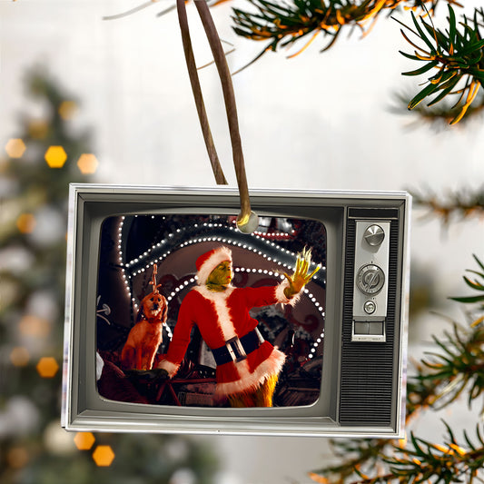 🎄 The Grinch Christmas Acrylic Ornament – Retro TV Holiday Decoration