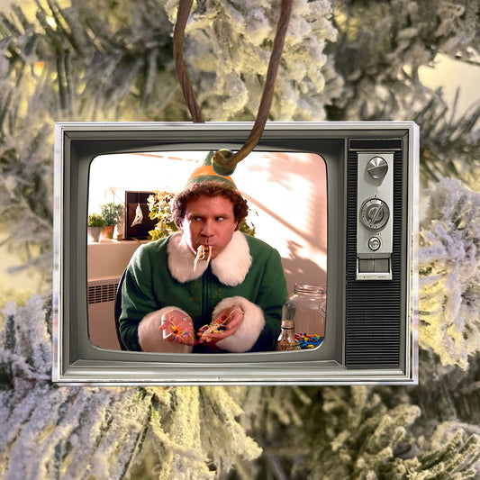 Elf TV Christmas Acrylic Ornament – Retro Holiday Movie Tree Decoration