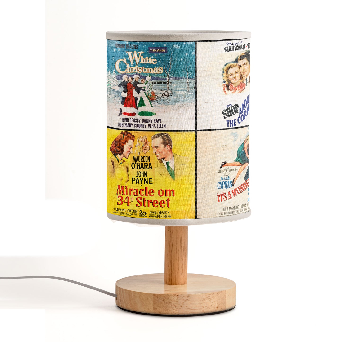 Classic Christmas Movie Poster Table Fabric Lamp – Retro Holiday Décor