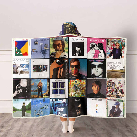 Elton John Albums Wearable Blanket Hoodie – Classic Rock Comfort in Style