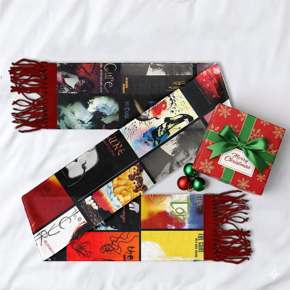 The Cure Album Collage Scarf – Gothic Rock Fan Gift