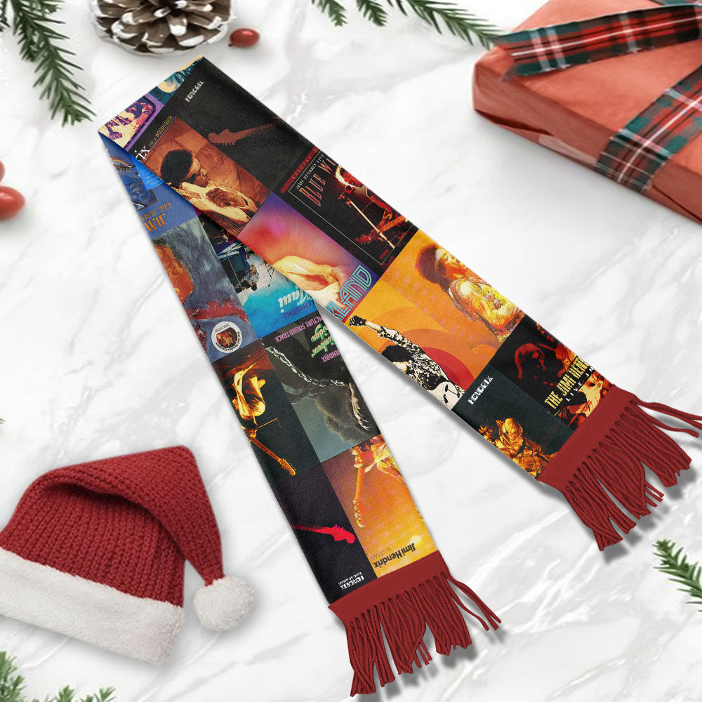 Jimi Hendrix Album Collage Scarf – Psychedelic Rock Fan Gift