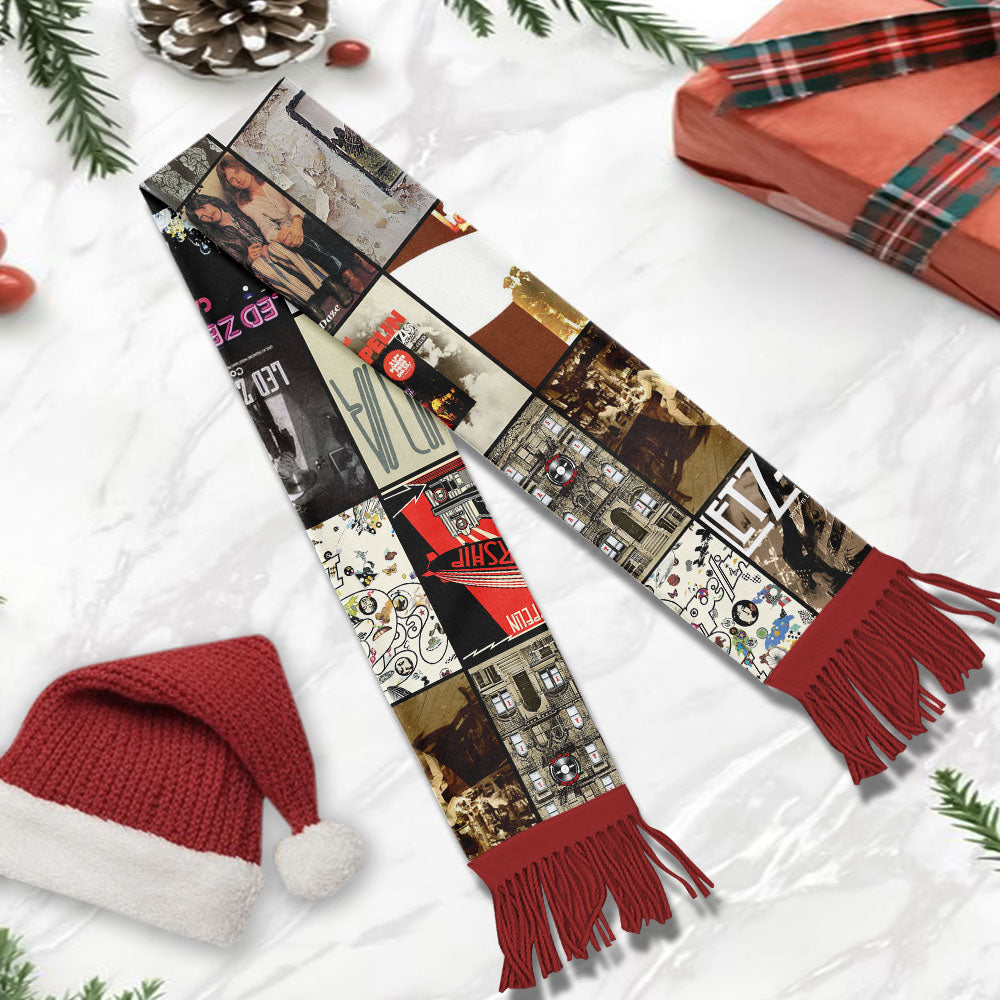 Led Zeppelin Album Collage Scarf – Vintage Rock Fan Gift