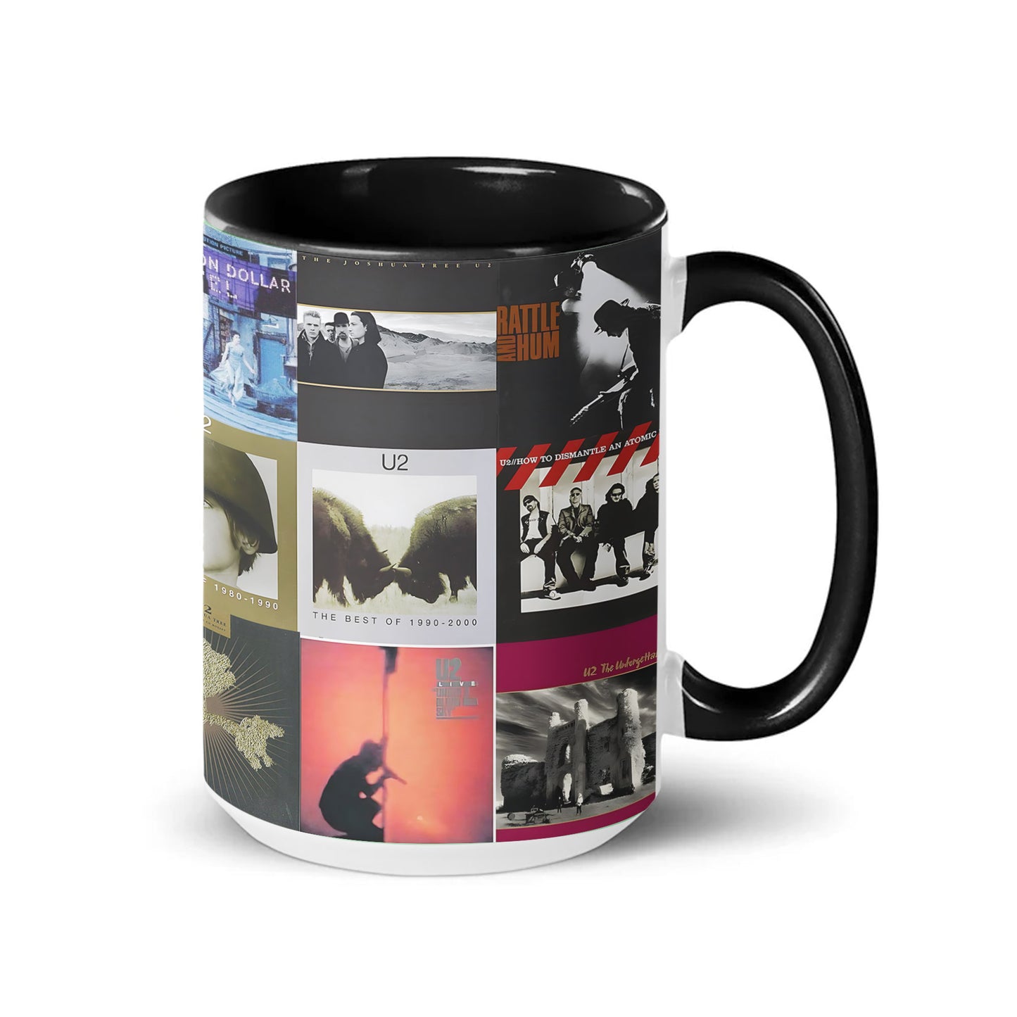 U2 Accent Mug – Classic Album Cover Collage Gift for Rock Fans