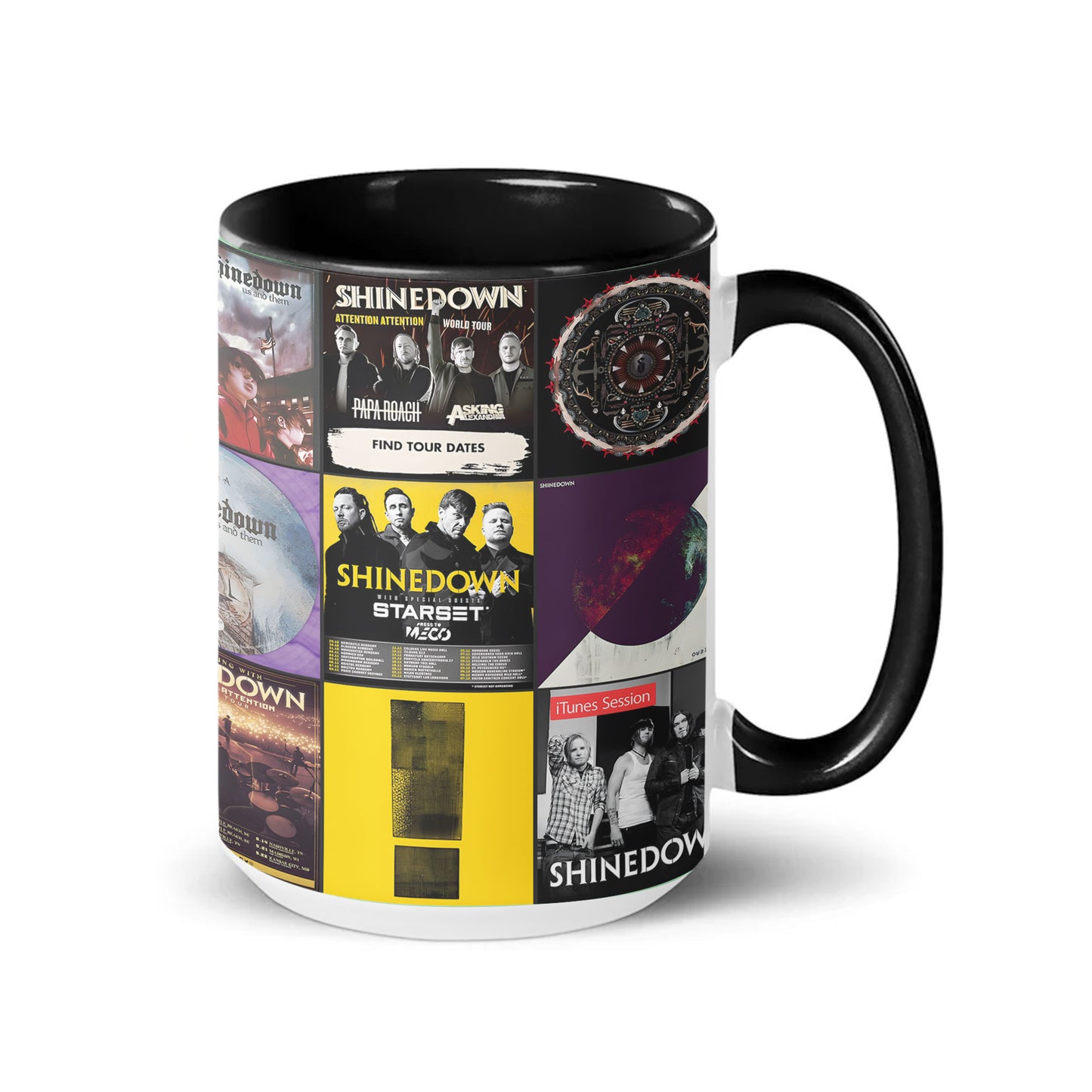 Shinedown Accent Mug – Iconic Album Cover Collage for Rock Fans