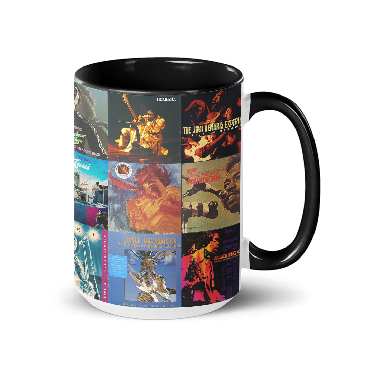 Jimi Hendrix Accent Mug – Classic Album Cover Collage Gift for Music Fans
