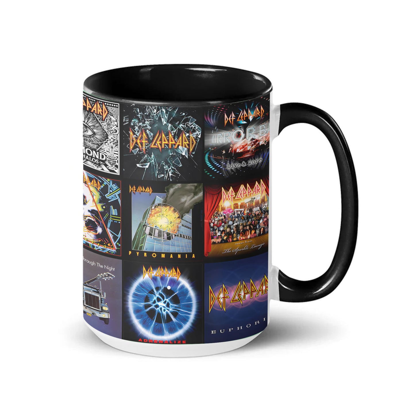 Def Leppard Accent Mug – Classic Album Cover Collage Gift for Rock Fans