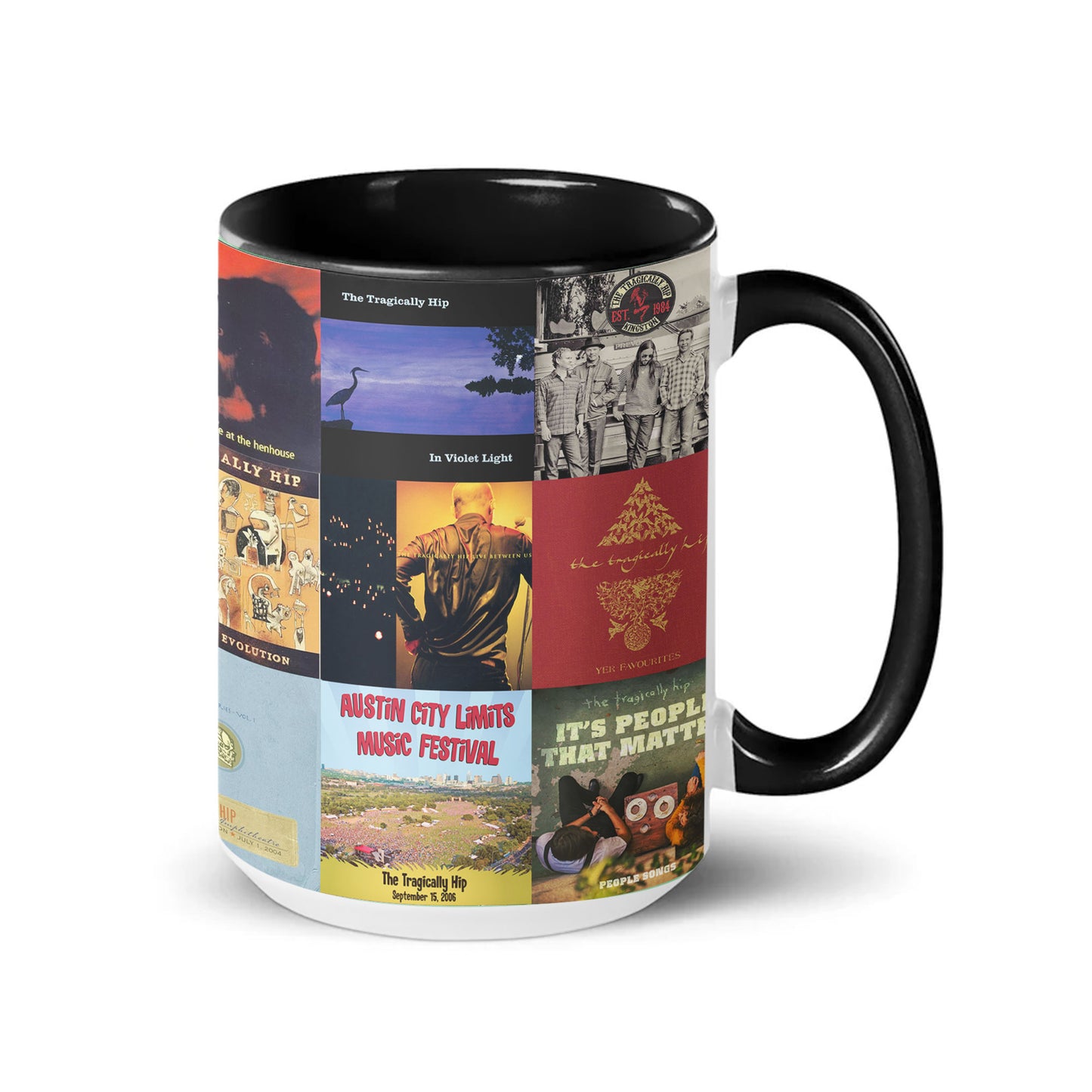 The Tragically Hip Accent Mug - Classic Album Cover Collage for Music Lovers