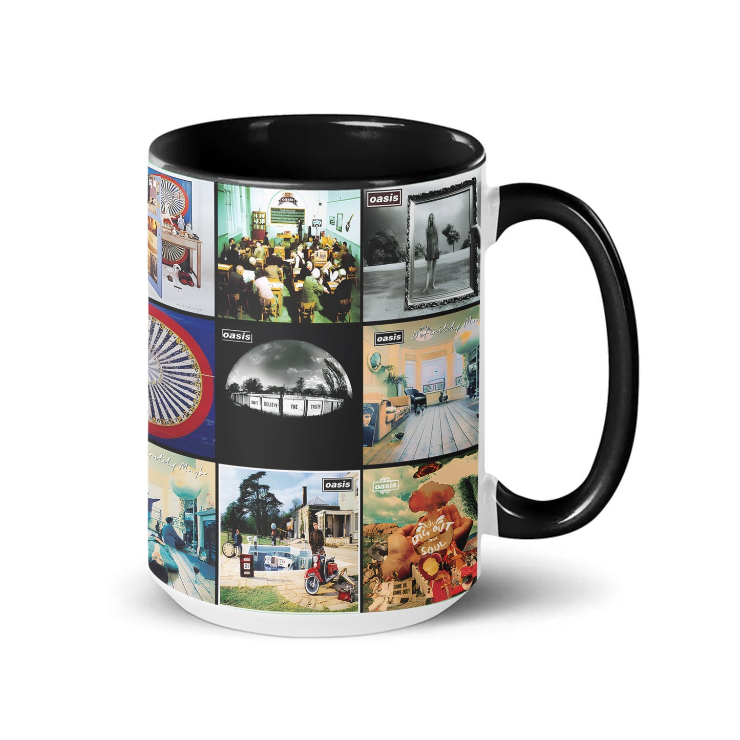 Oasis Accent Mug – Classic Album Cover Collage Gift for Britpop Fans