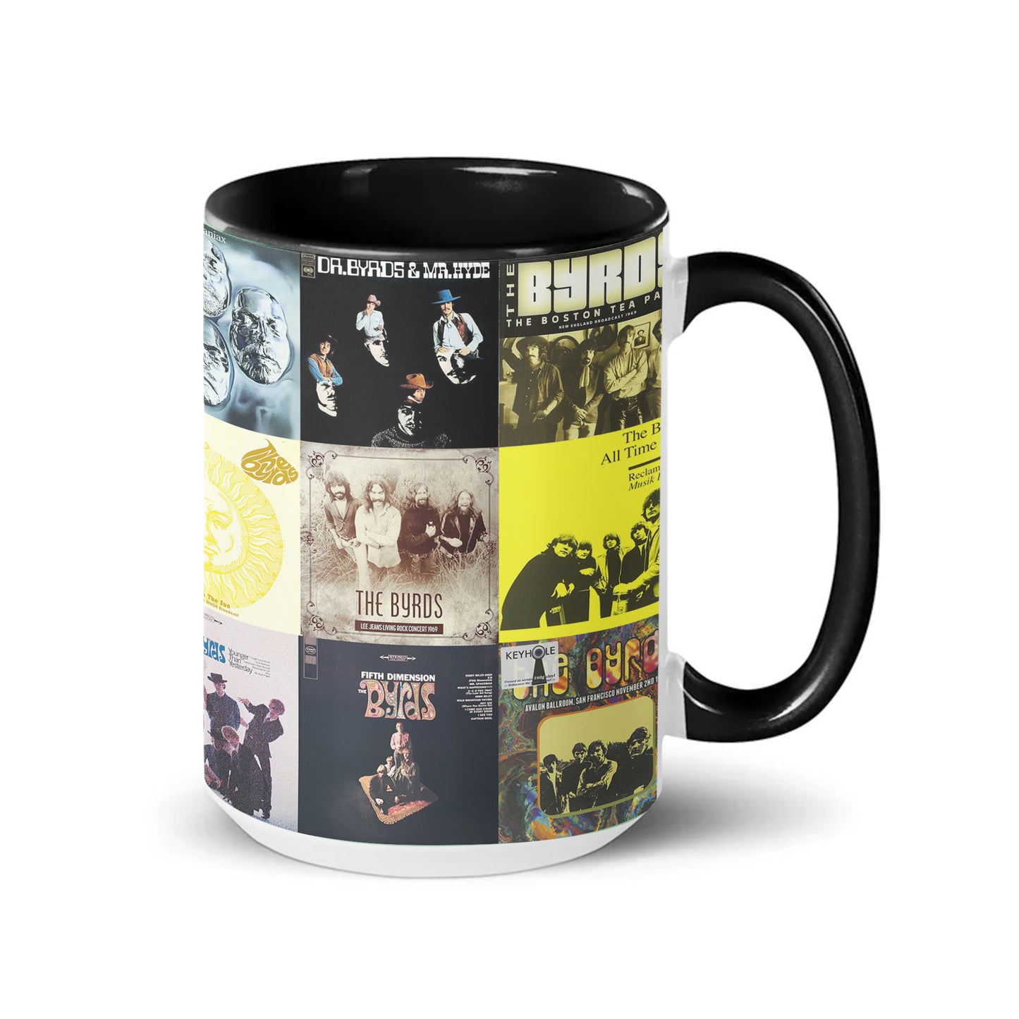 The Byrds Accent Mug – Vintage Album Cover Collage for Classic Rock Fans