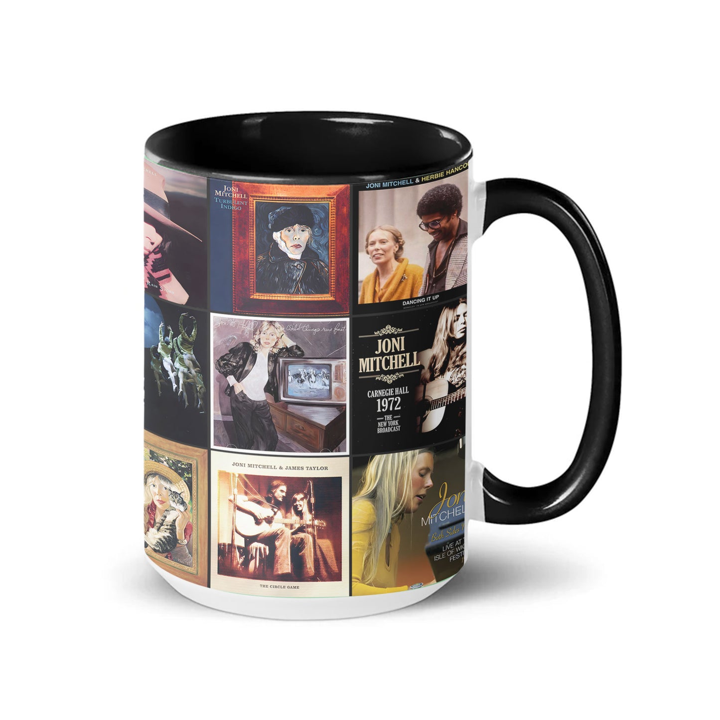 Joni Mitchell Accent Mug – A Folk & Art-Pop Nostalgia Collage