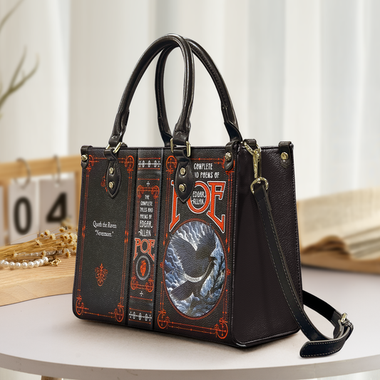 Edgar Allan Poe Raven Book Cover Leather Handbag & Wallet Set – Gothic Literature Inspired Design