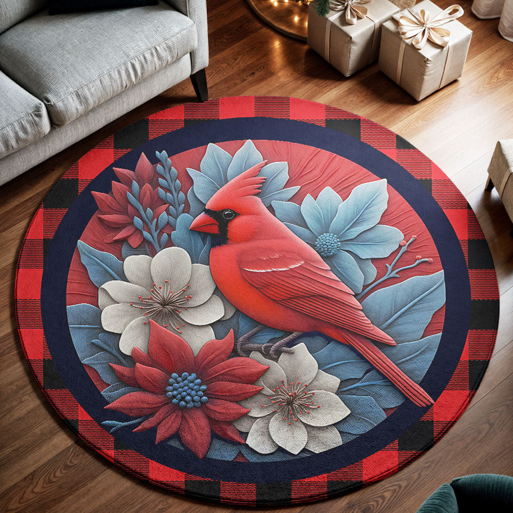 🕊️ Red Cardinal Round Rug – Nature’s Elegance for Your Home ❤️
