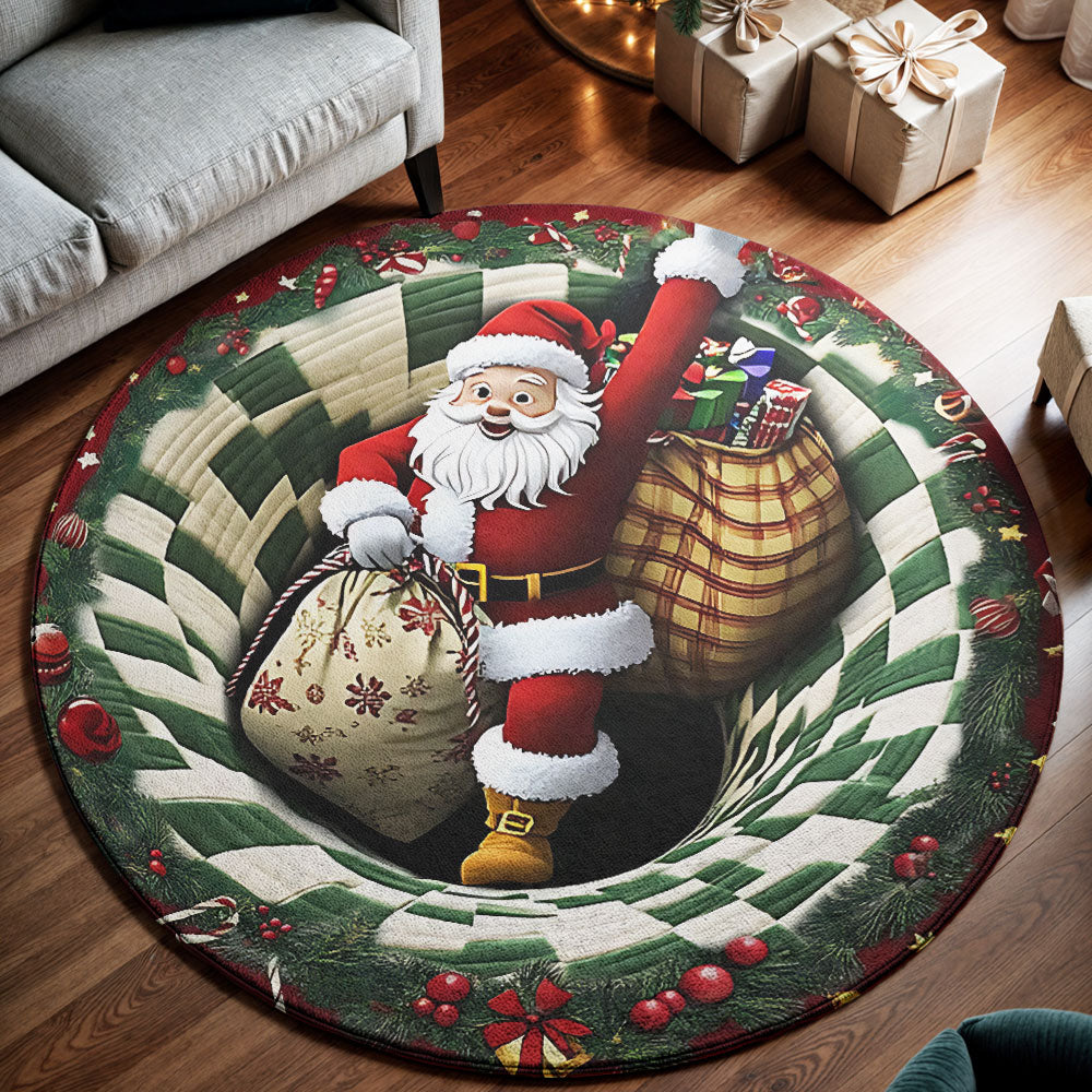 🎅 Santa’s Chimney Round Rug – 3D Christmas Magic Design 🎁