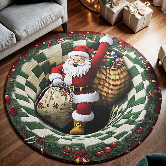 🎅 Santa’s Chimney Round Rug – 3D Christmas Magic Design 🎁