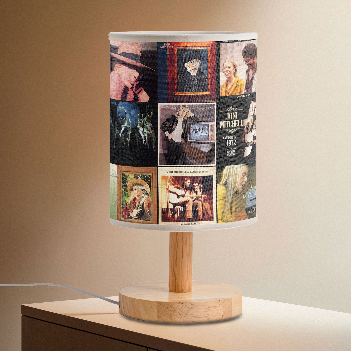 Joni Mitchell Fabric Lamp – A Warm Glow of Folk-Art Nostalgia