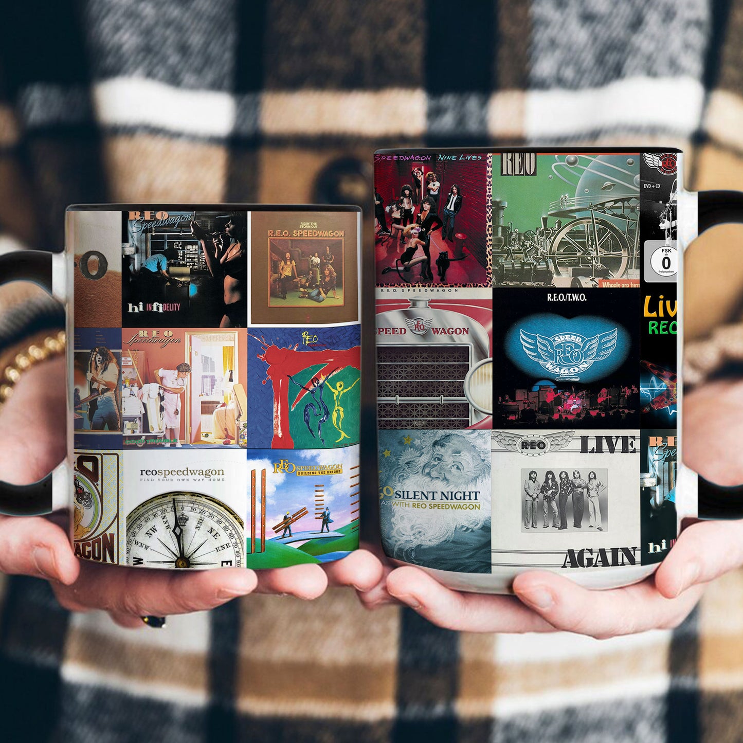 REO Speedwagon Album Art Collection Accent Mug for Music Fans – Classic Rock Coffee Cup Gift