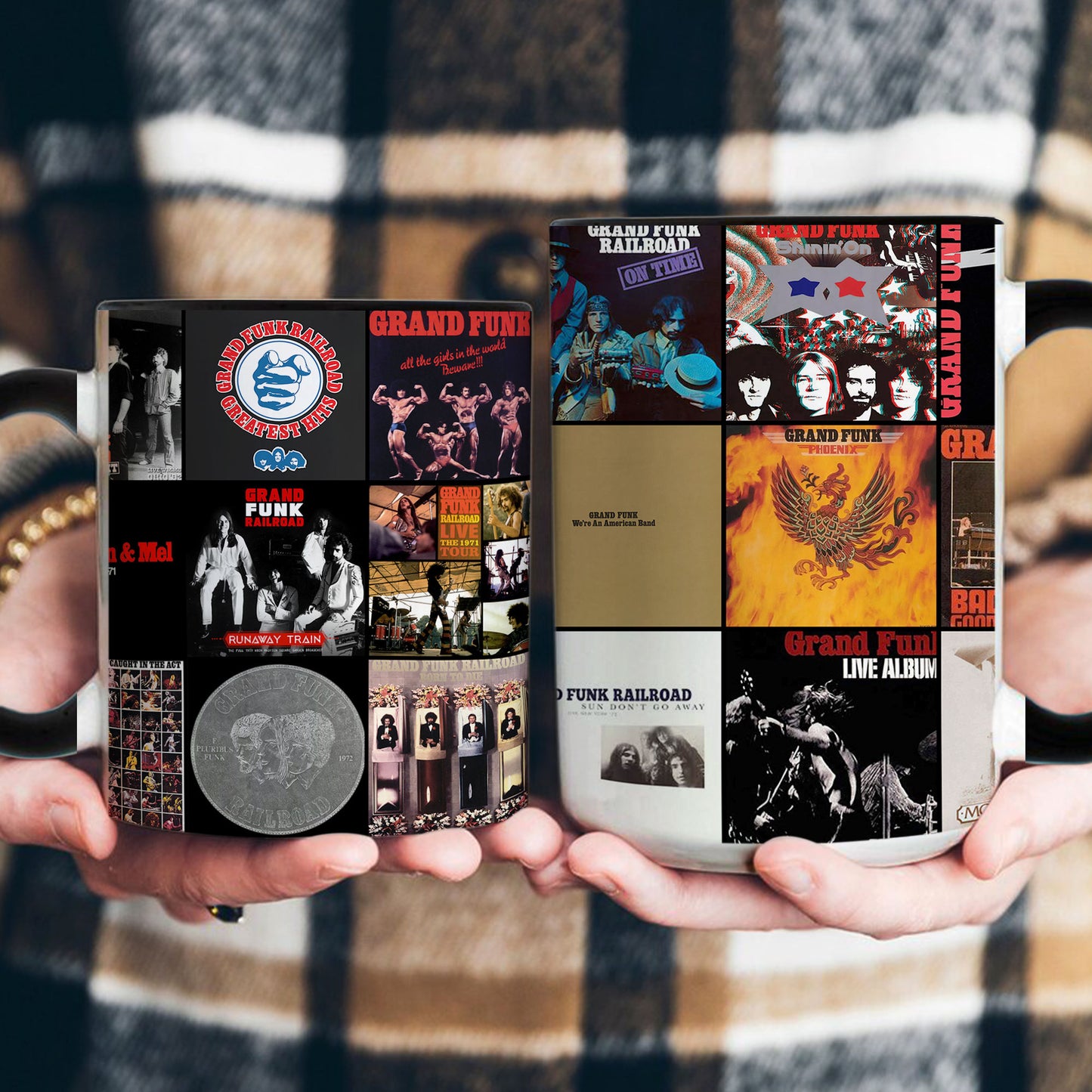 Grand Funk Railroad Accent Mug – Classic Rock Album Collage Gift