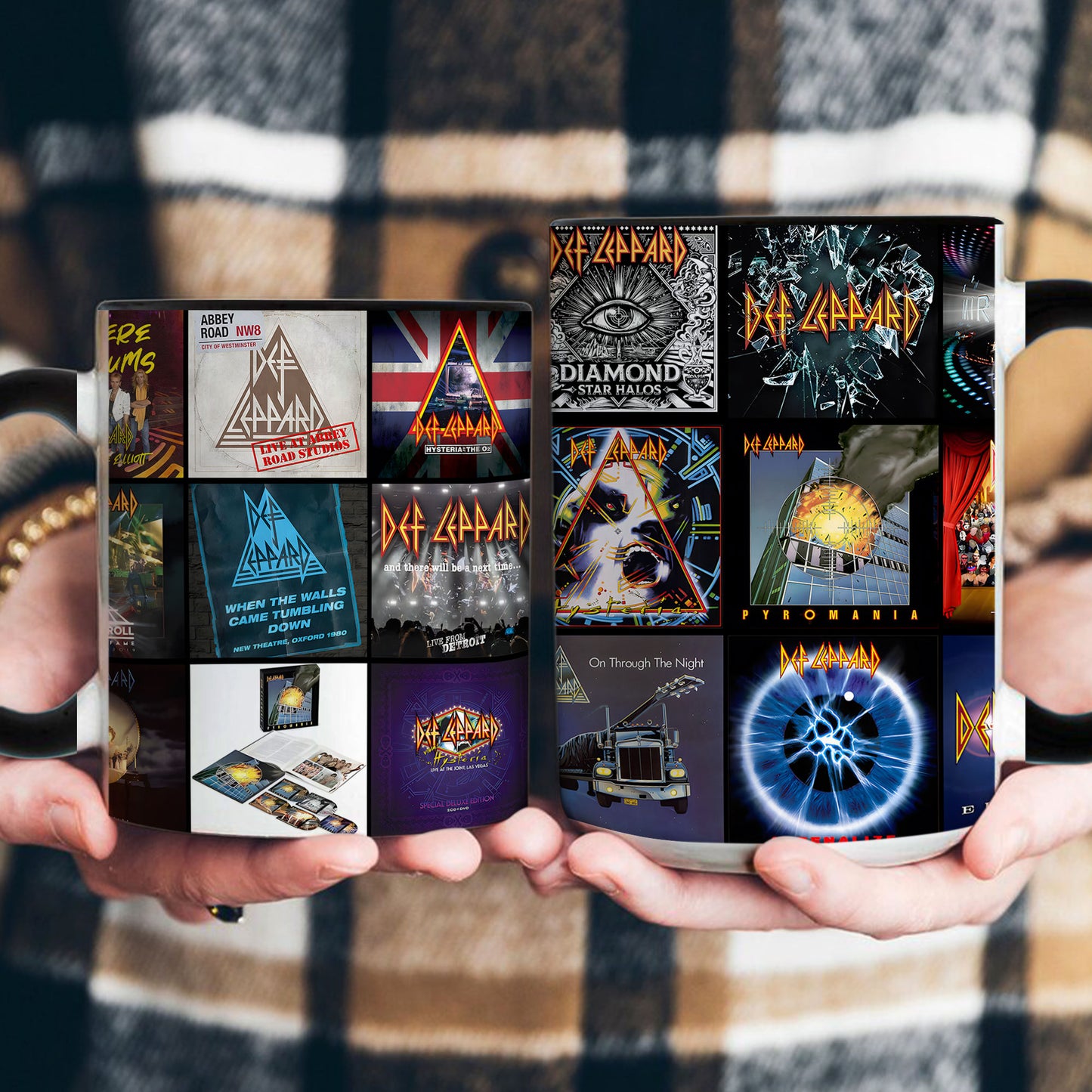 Def Leppard Accent Mug – Classic Album Cover Collage Gift for Rock Fans