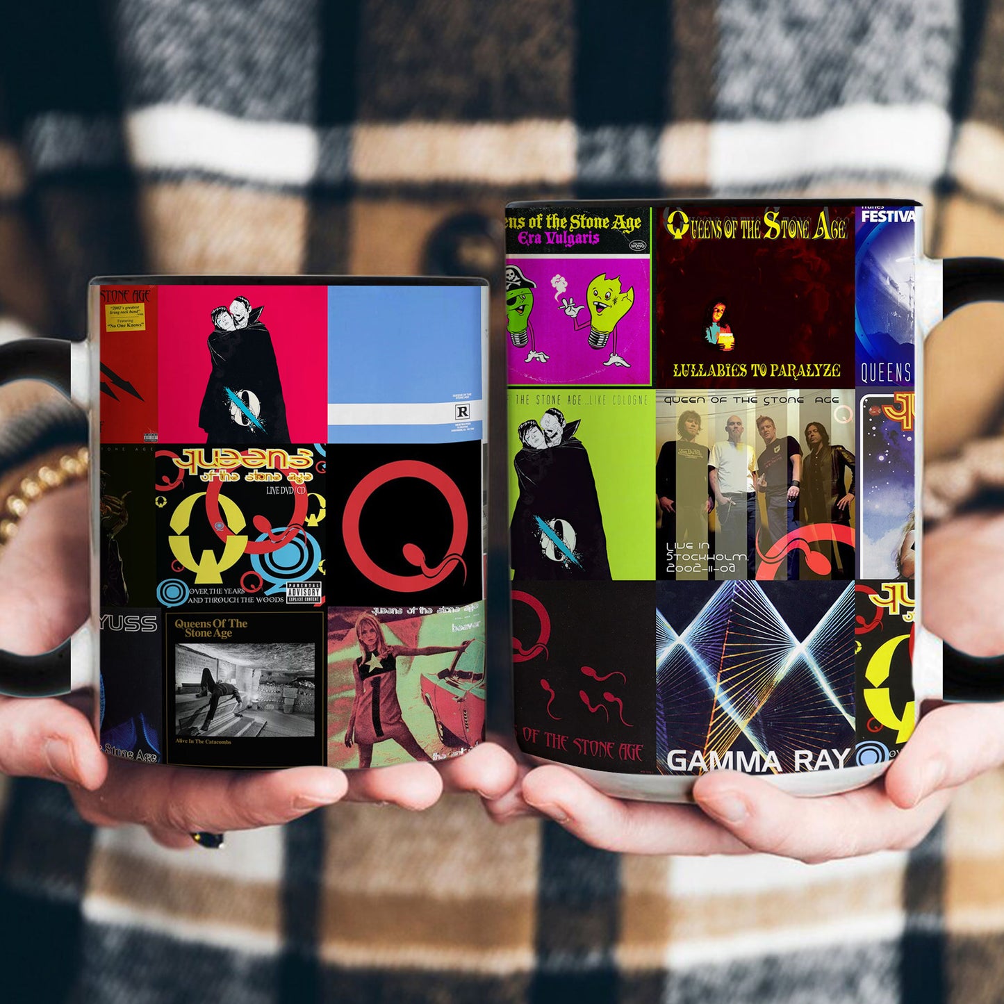 Queens of the Stone Age Accent Mug – Classic Album Cover Collage Gift for Rock Fans