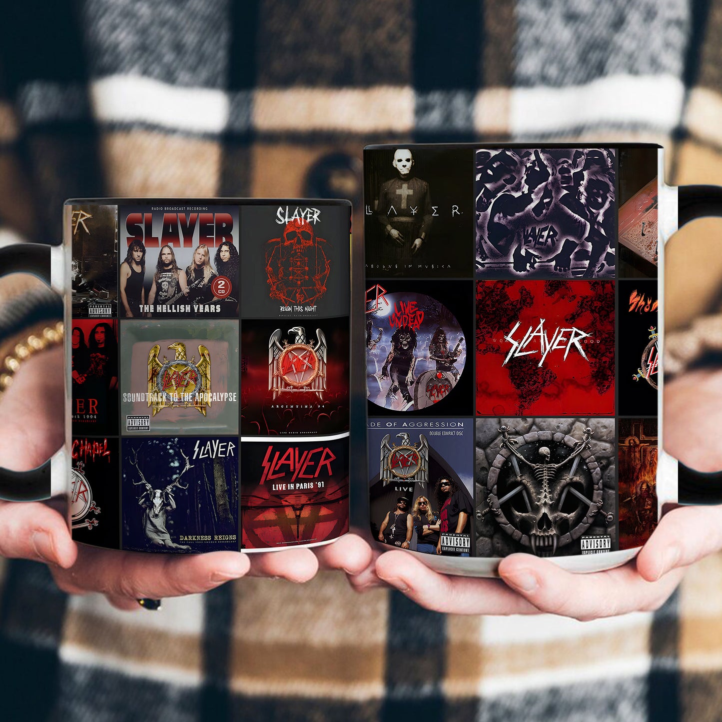 Slayer Album Art Collection Accent Mug for Metal Fans – Heavy Metal Coffee Cup Gift