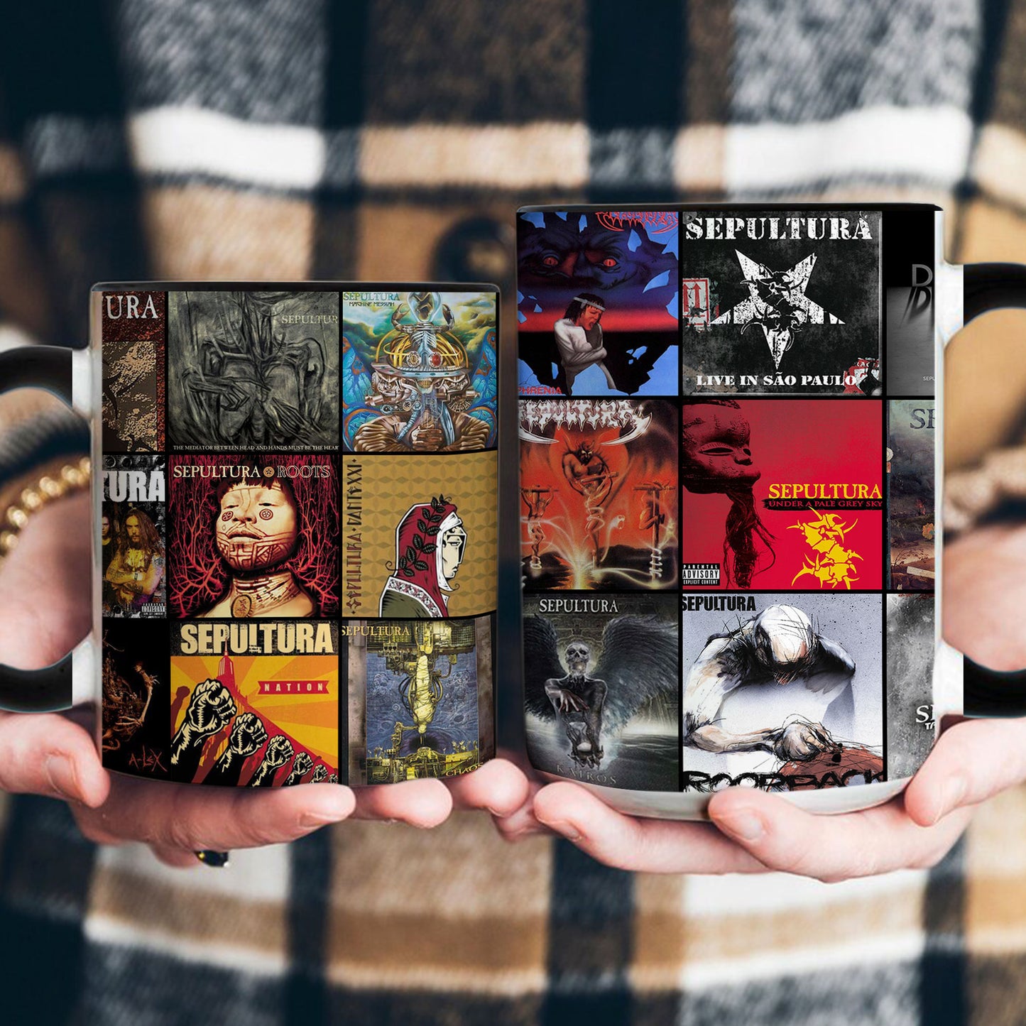 Sepultura Accent Mug – Brazilian Metal Legends Album Collage Gift