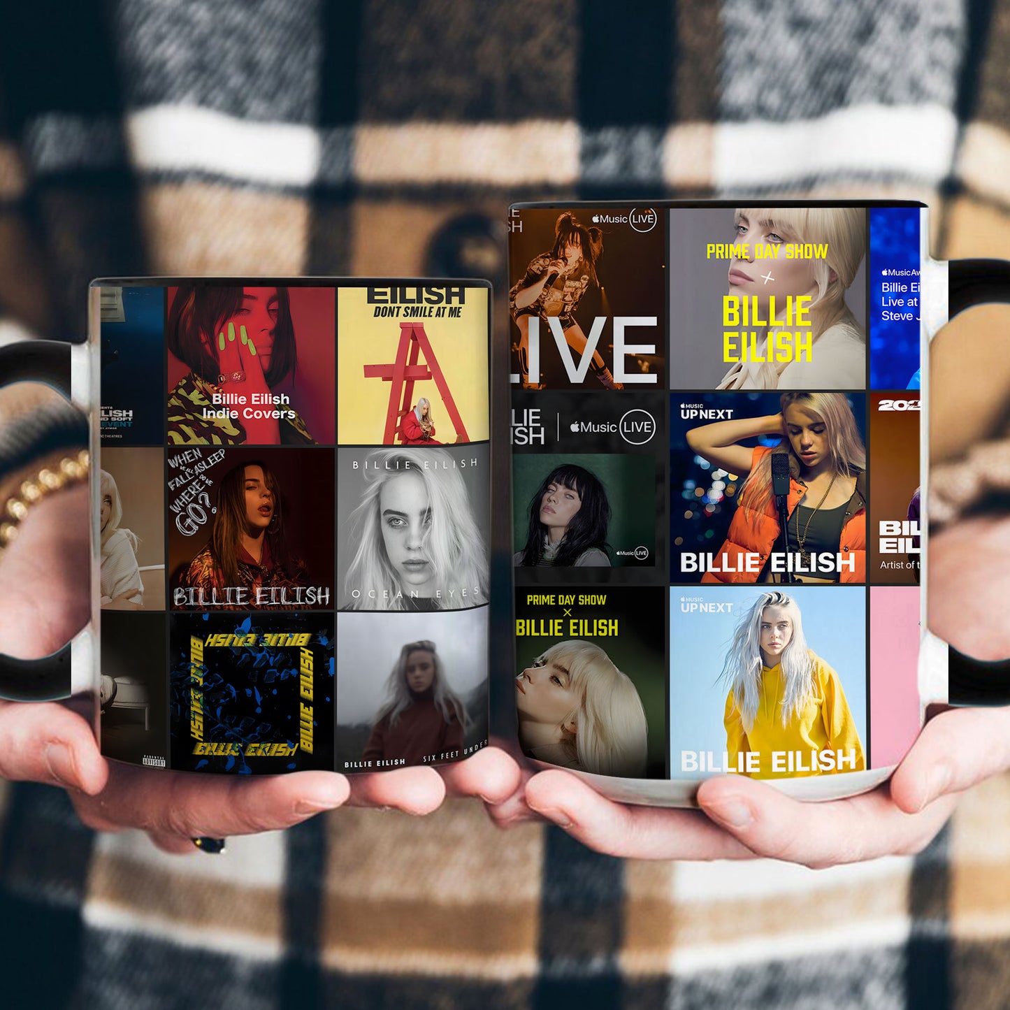 Billie Eilish Accent Mug – Alt-Pop Album Art Collage Gift