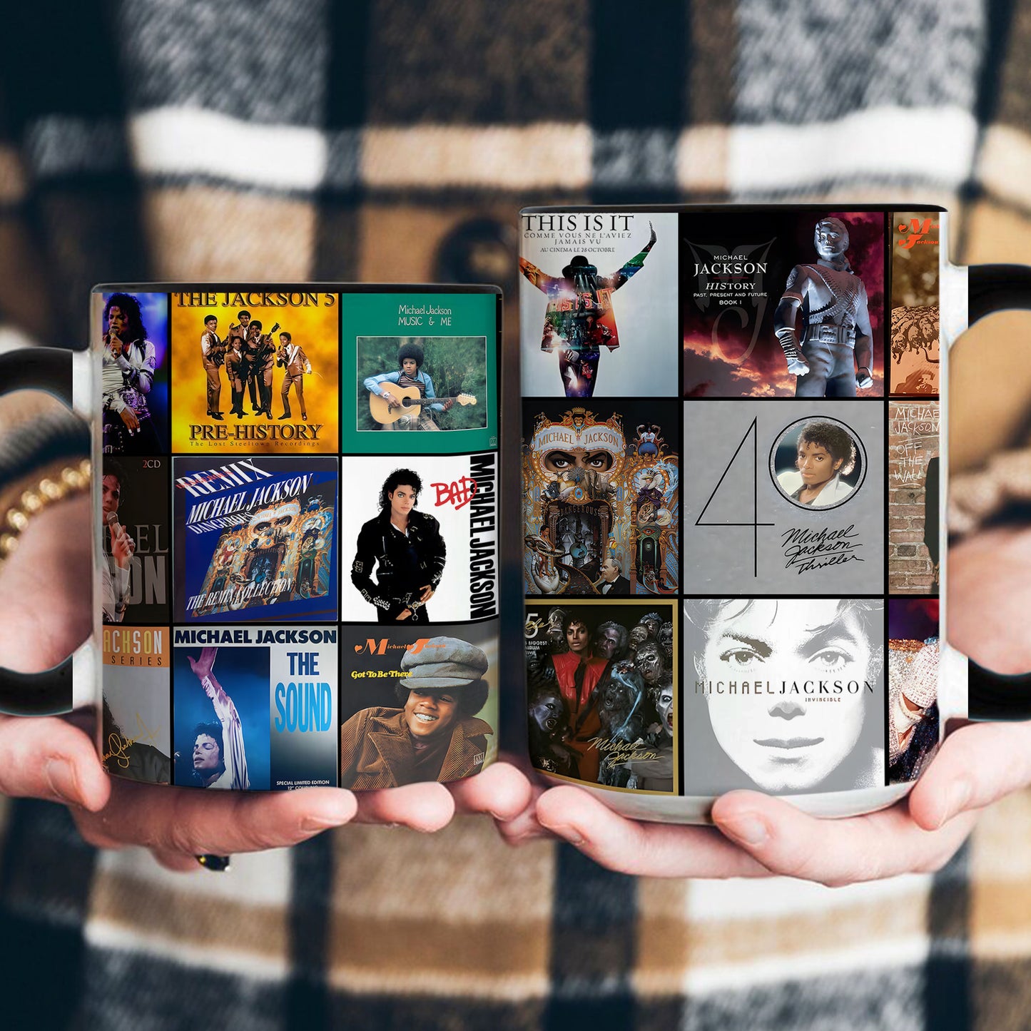 Michael Jackson Accent Mug – Classic Album Cover Collage Gift for Music Lovers