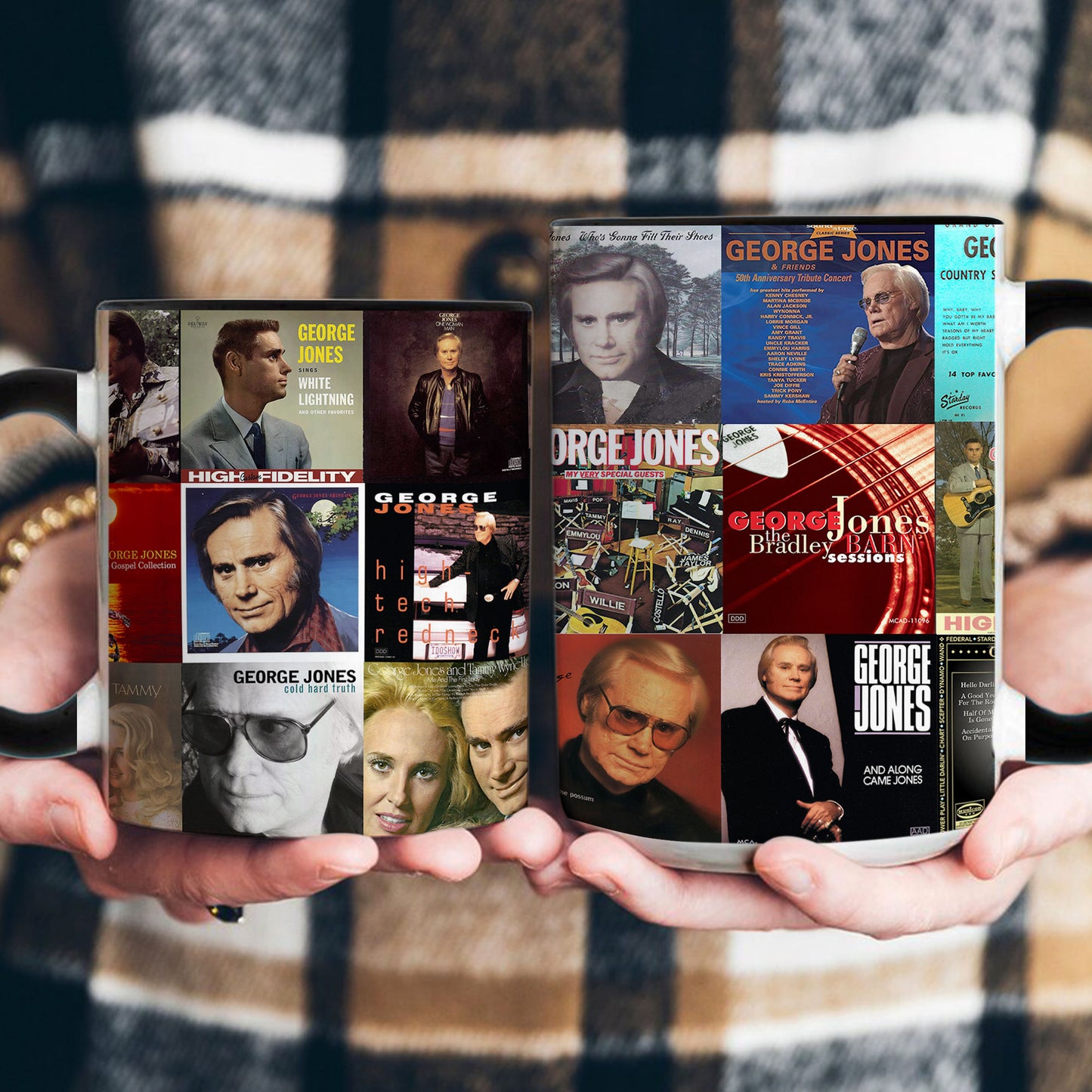 George Jones Accent Mug – Classic Album Cover Collage Gift for Country Music Fans