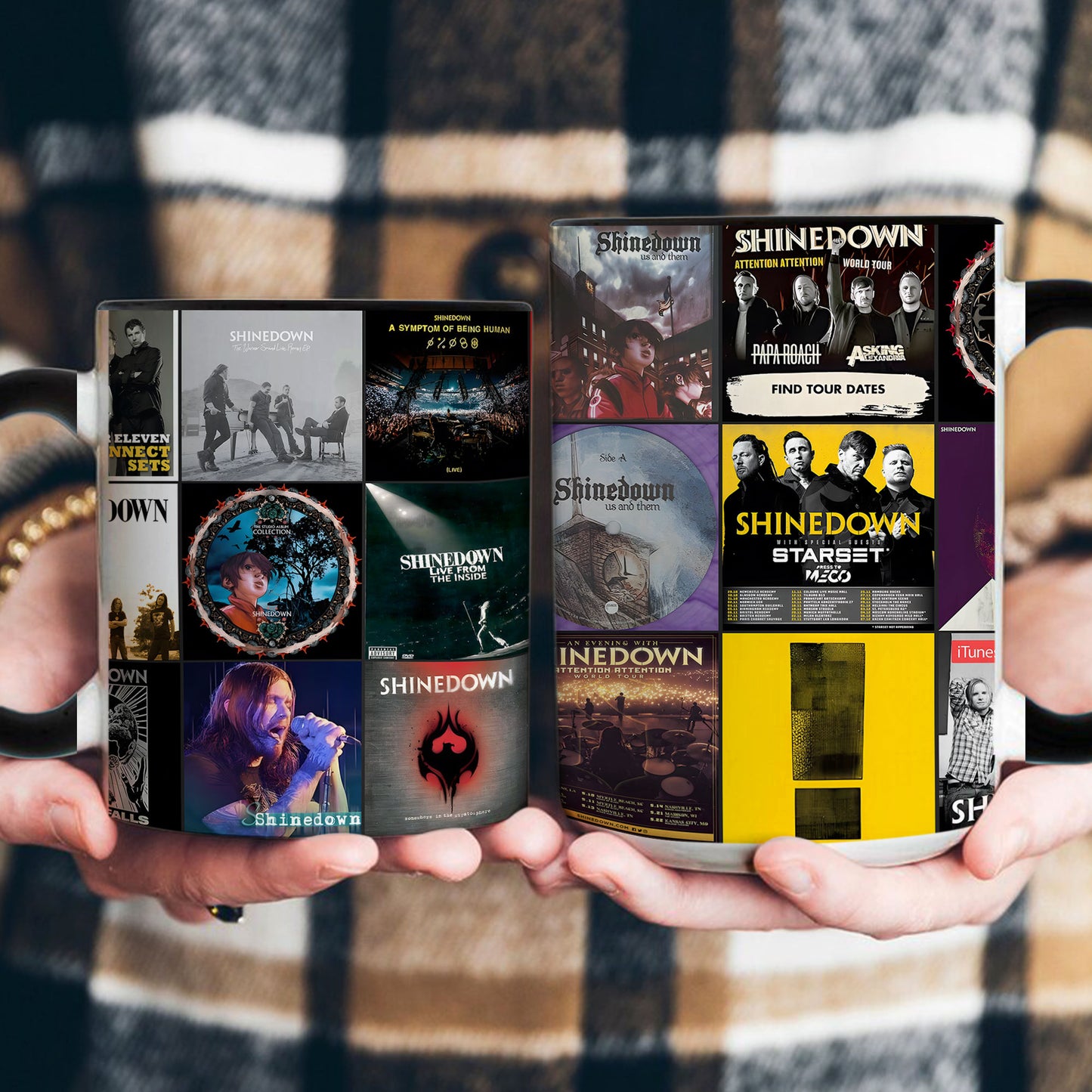 Shinedown Accent Mug – Iconic Album Cover Collage for Rock Fans