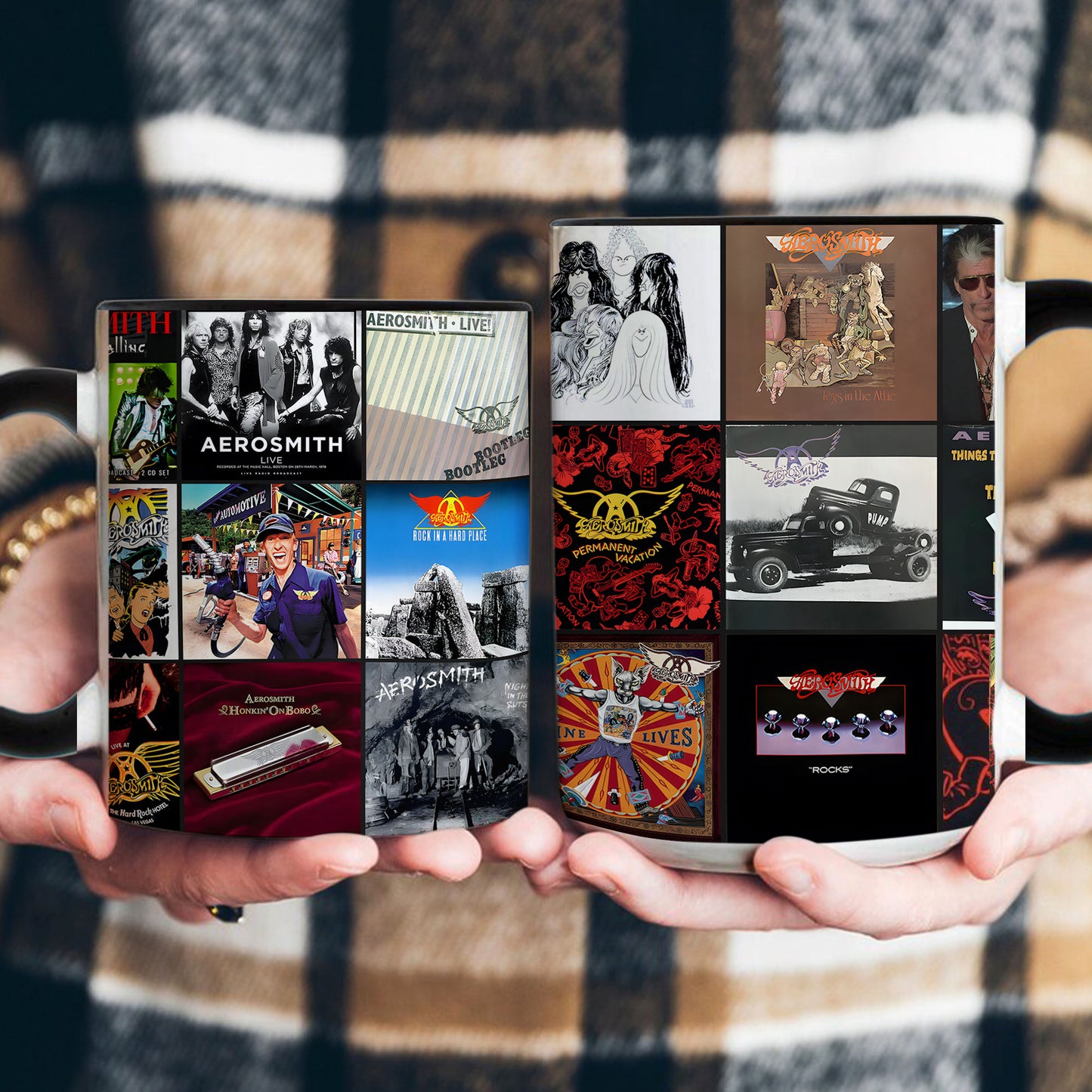 Aerosmith Accent Mug – Classic Album Cover Collage Gift for Music Lovers