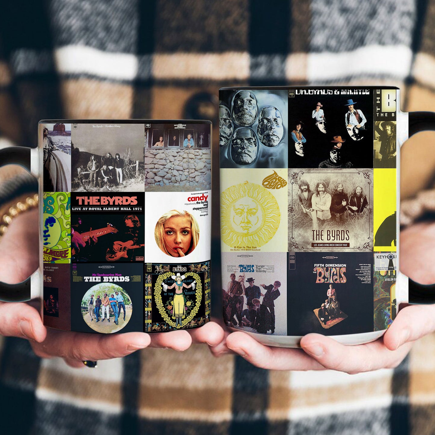 The Byrds Accent Mug – Vintage Album Cover Collage for Classic Rock Fans