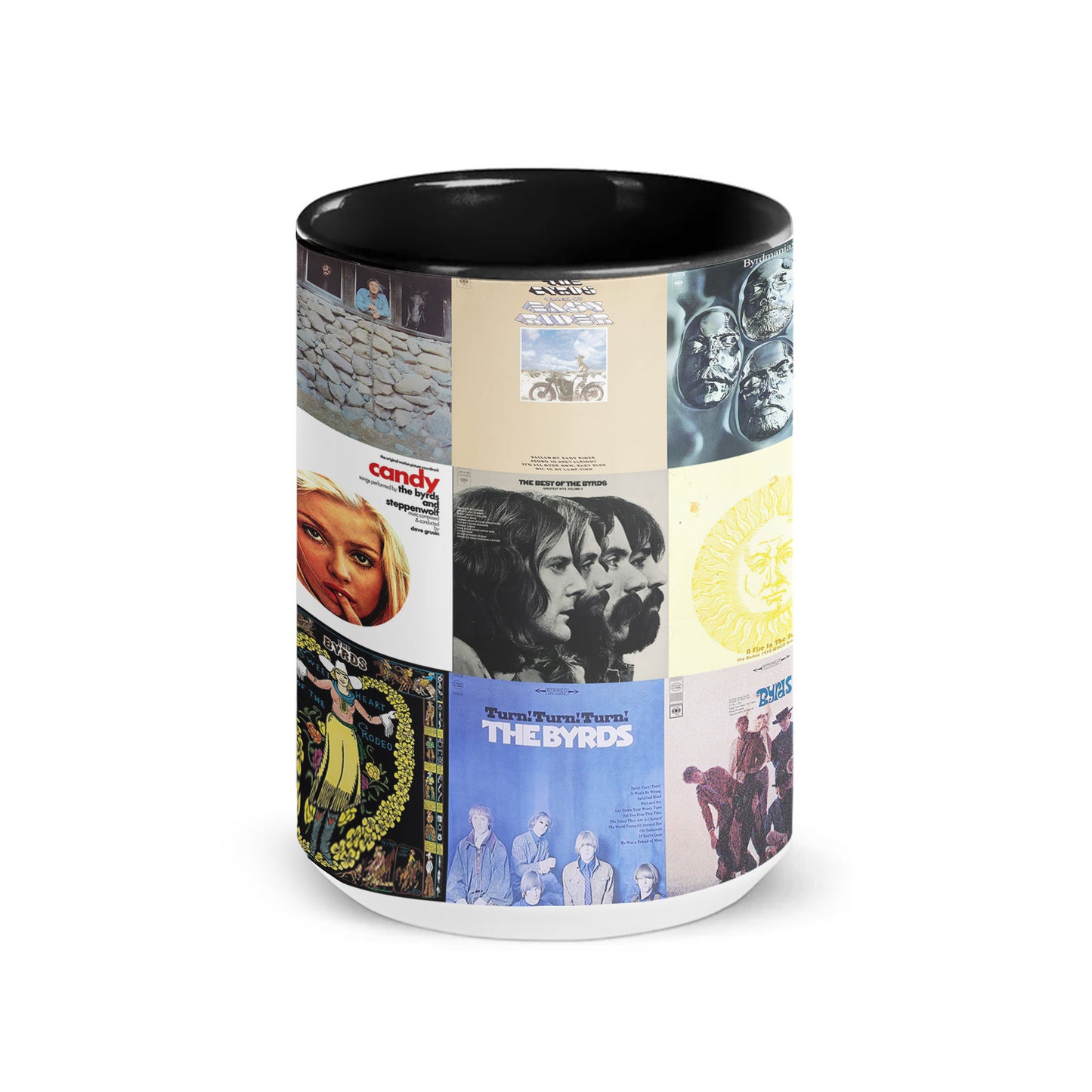 The Byrds Accent Mug – Vintage Album Cover Collage for Classic Rock Fans