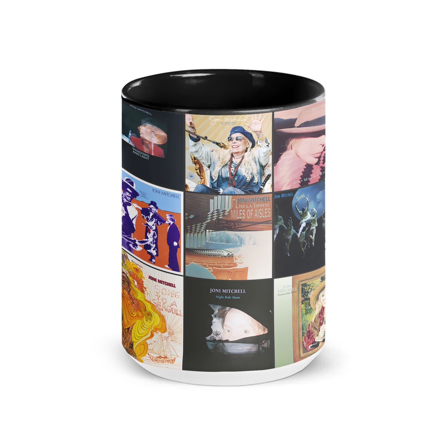 Joni Mitchell Accent Mug – A Folk & Art-Pop Nostalgia Collage