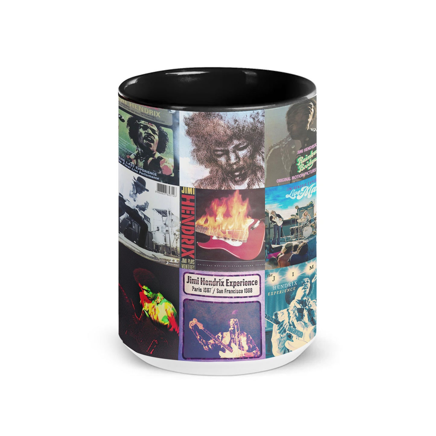 Jimi Hendrix Accent Mug – Classic Album Cover Collage Gift for Music Fans