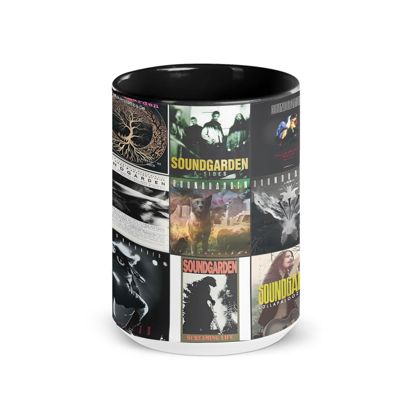 Soundgarden Accent Mug – Classic Album Cover Collage for Grunge Rock Fans