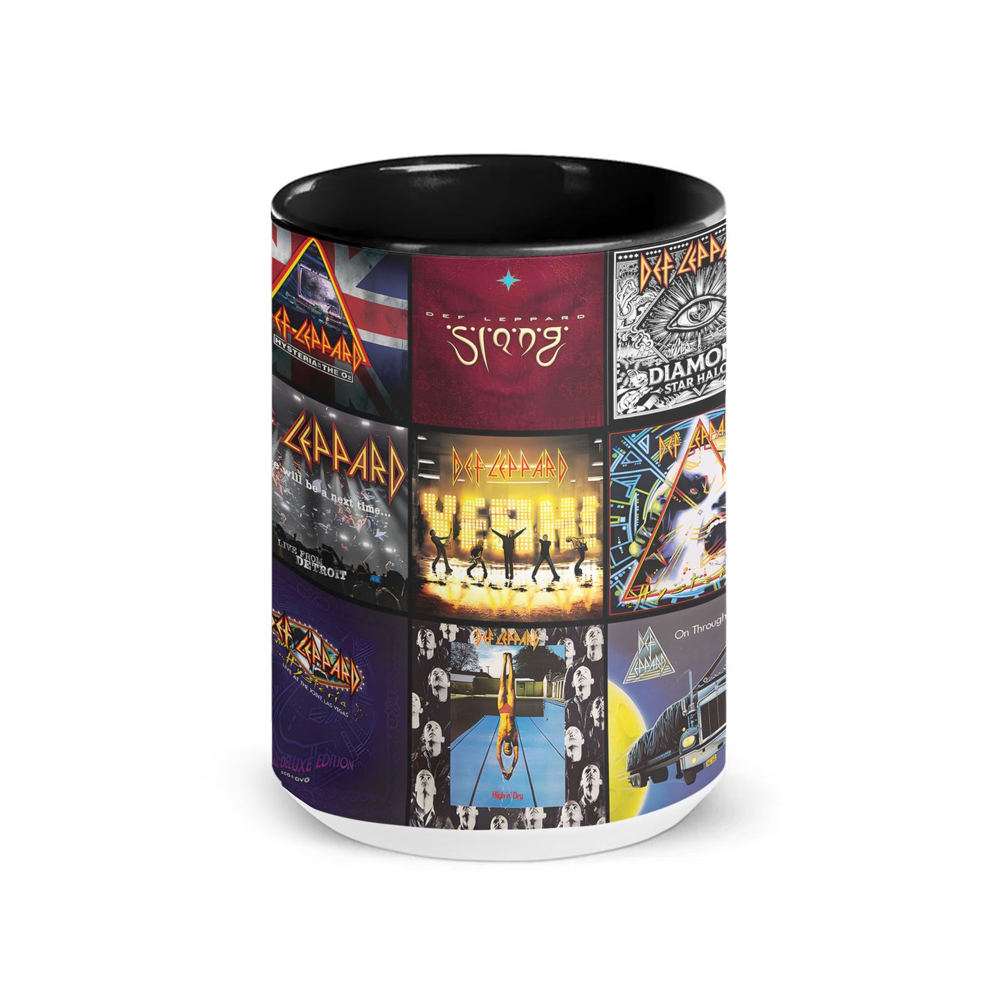 Def Leppard Accent Mug – Classic Album Cover Collage Gift for Rock Fans