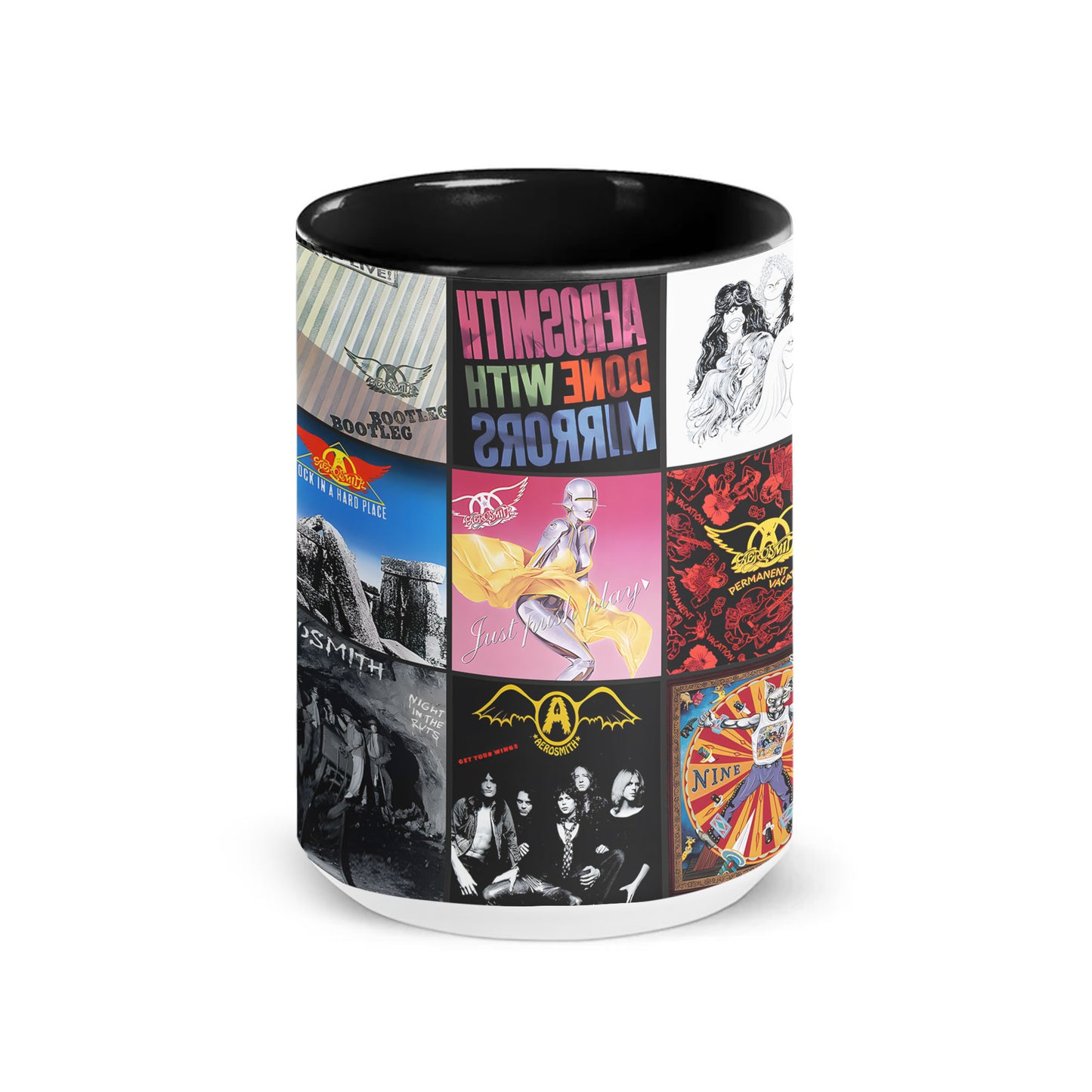 Aerosmith Accent Mug – Classic Album Cover Collage Gift for Music Lovers