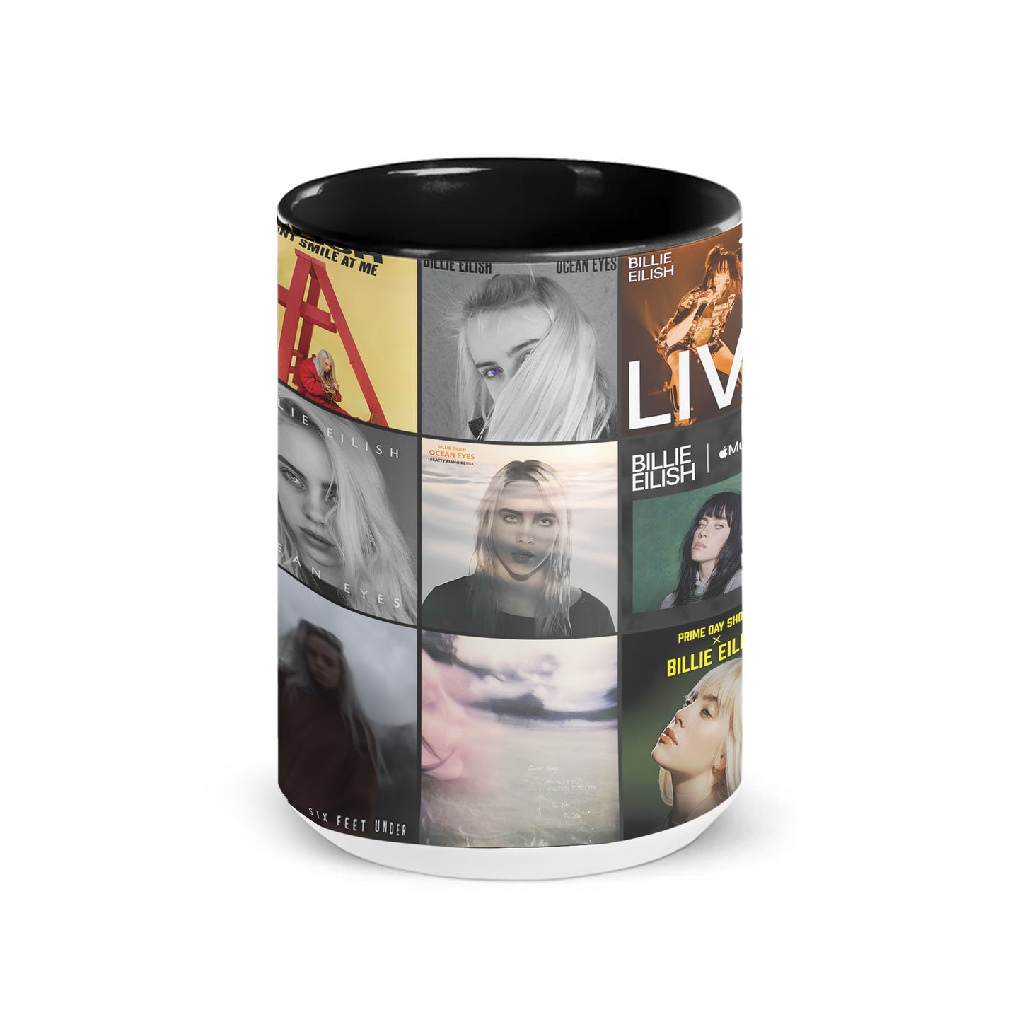 Billie Eilish Accent Mug – Alt-Pop Album Art Collage Gift