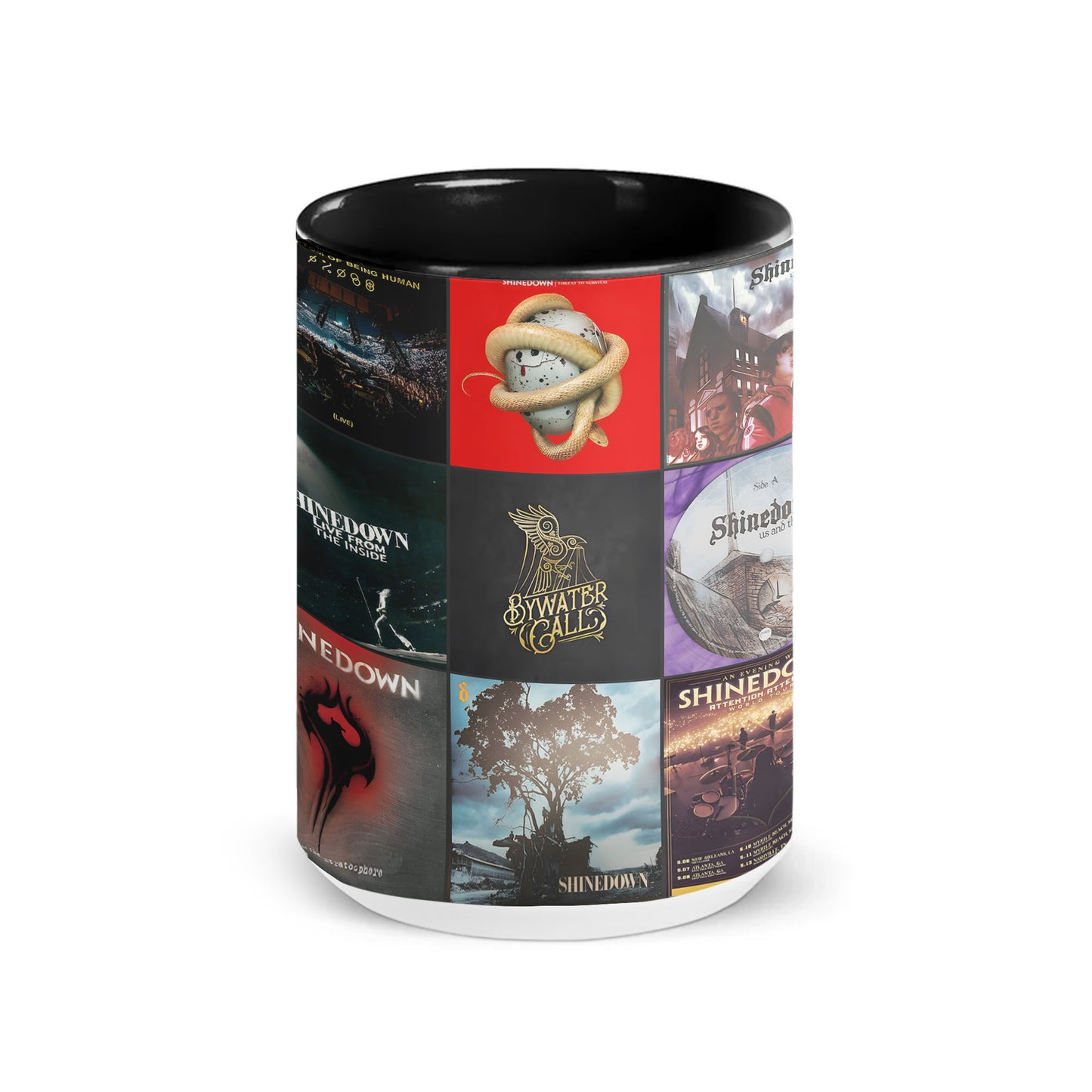 Shinedown Accent Mug – Iconic Album Cover Collage for Rock Fans