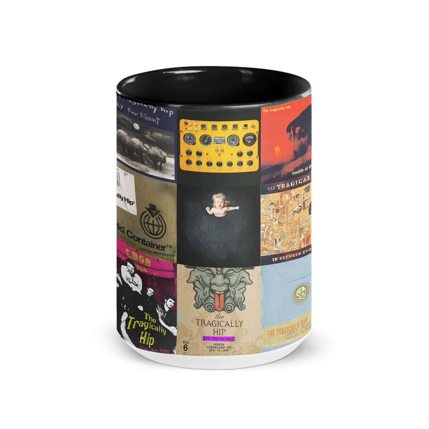The Tragically Hip Accent Mug - Classic Album Cover Collage for Music Lovers