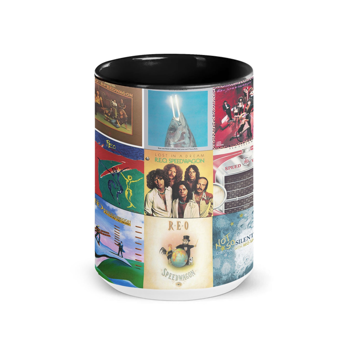 REO Speedwagon Album Art Collection Accent Mug for Music Fans – Classic Rock Coffee Cup Gift
