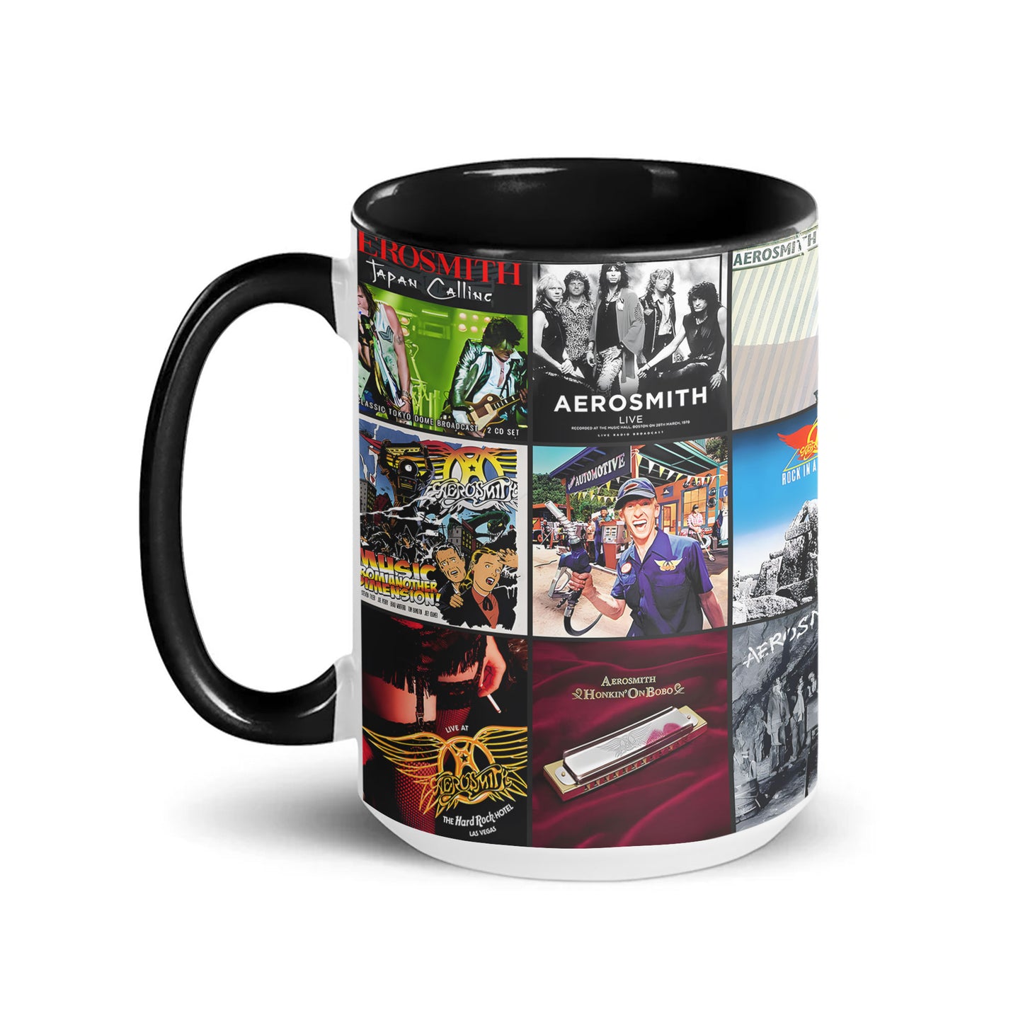 Aerosmith Accent Mug – Classic Album Cover Collage Gift for Music Lovers