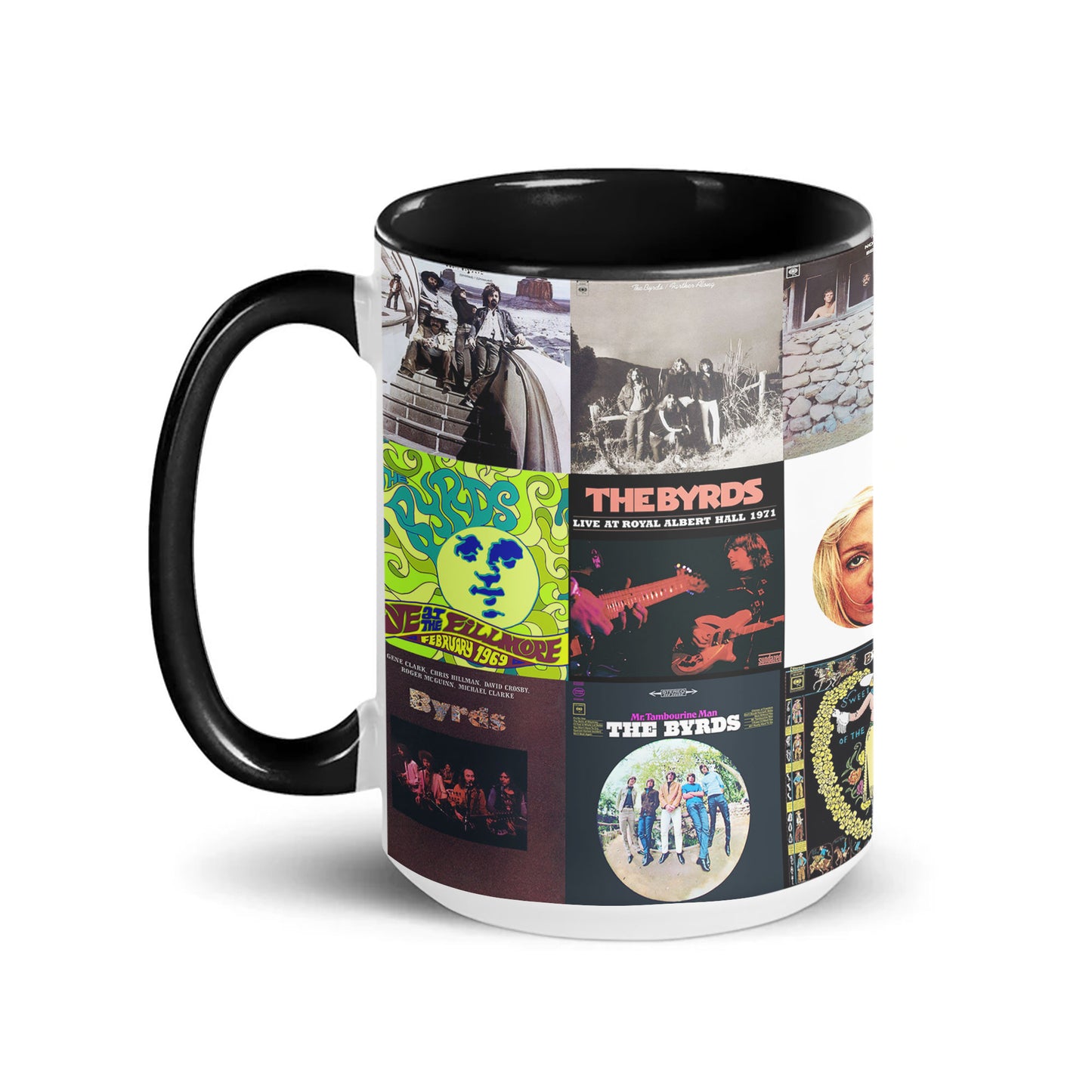 The Byrds Accent Mug – Vintage Album Cover Collage for Classic Rock Fans