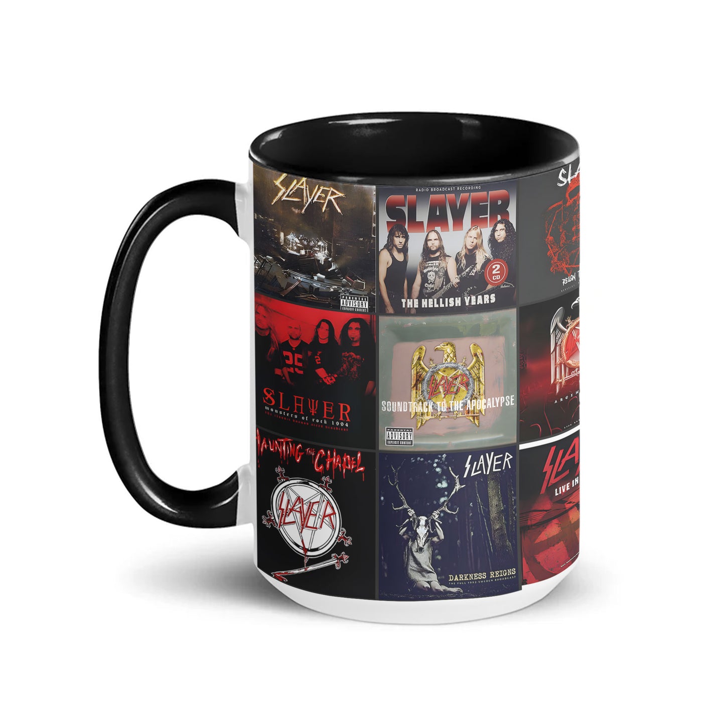 Slayer Album Art Collection Accent Mug for Metal Fans – Heavy Metal Coffee Cup Gift