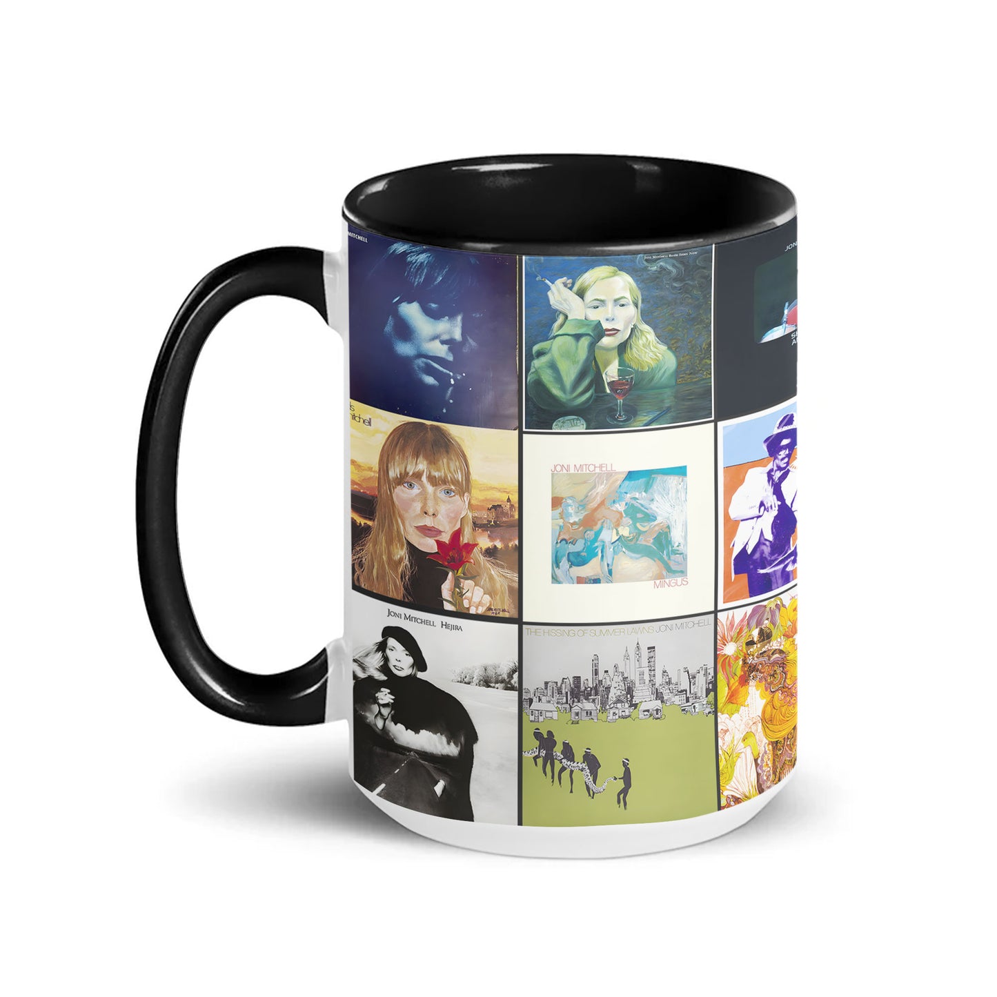Joni Mitchell Accent Mug – A Folk & Art-Pop Nostalgia Collage