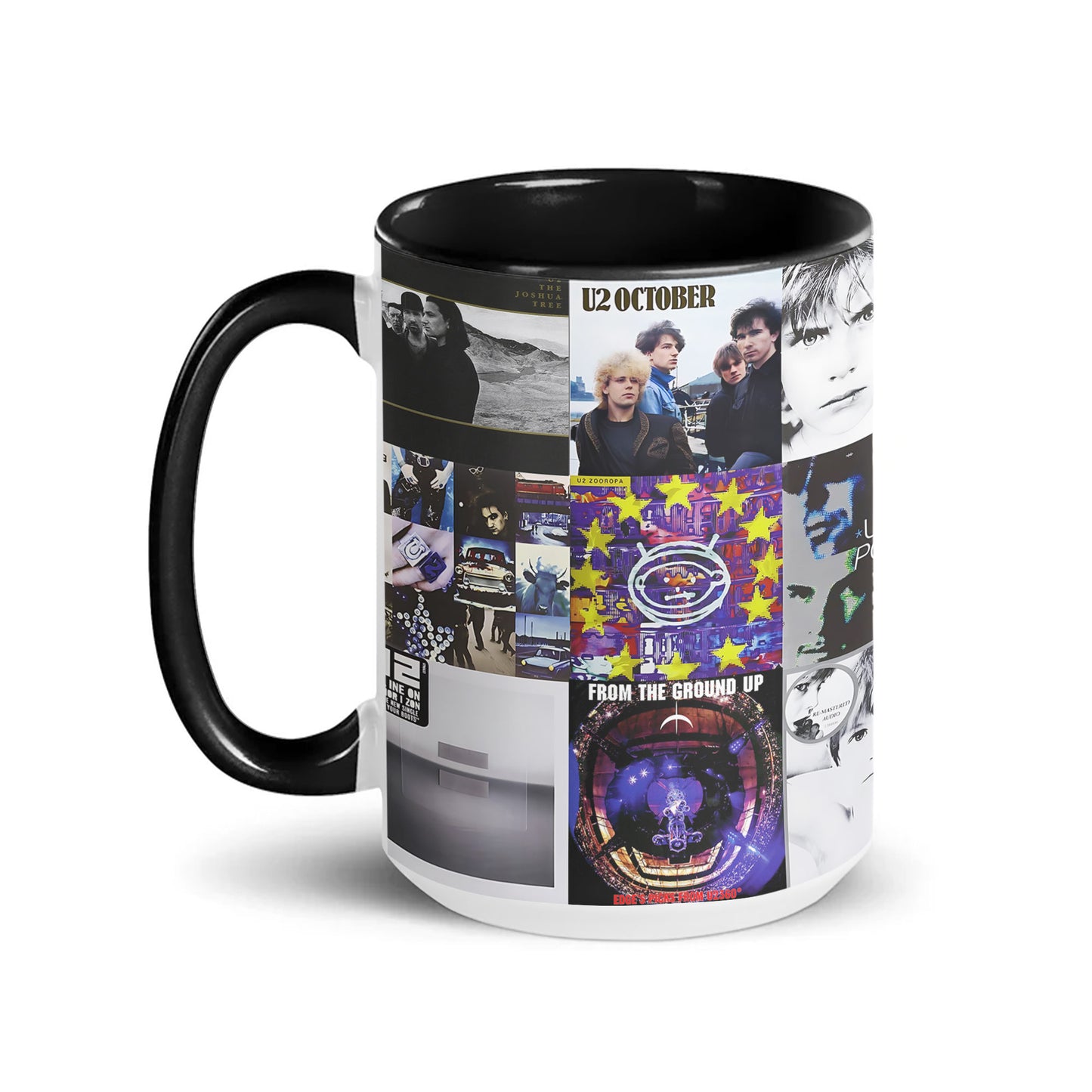 U2 Accent Mug – Classic Album Cover Collage Gift for Rock Fans