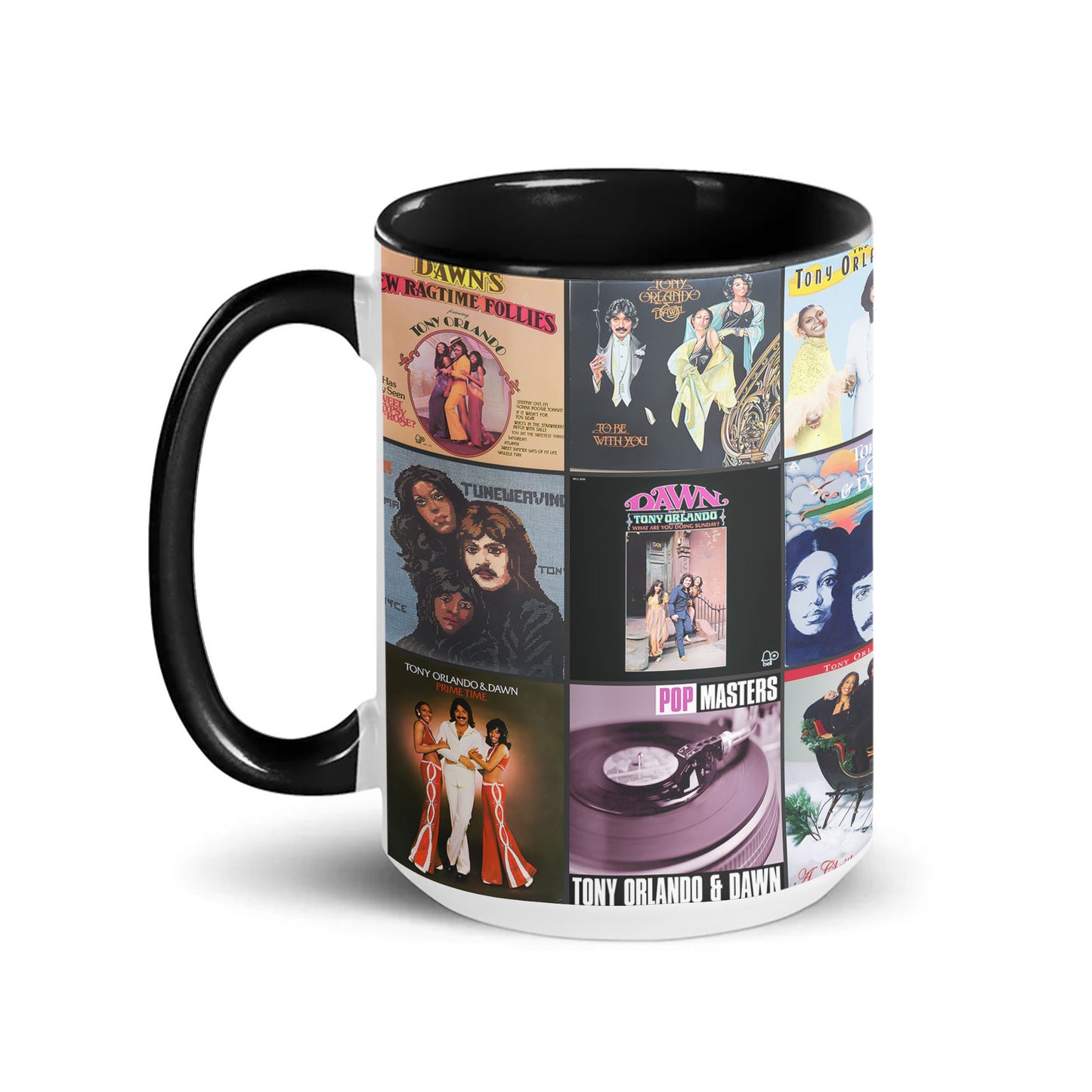 Tony Orlando & Dawn Accent Mug – Pop & Soul Classics Album Collage Gift